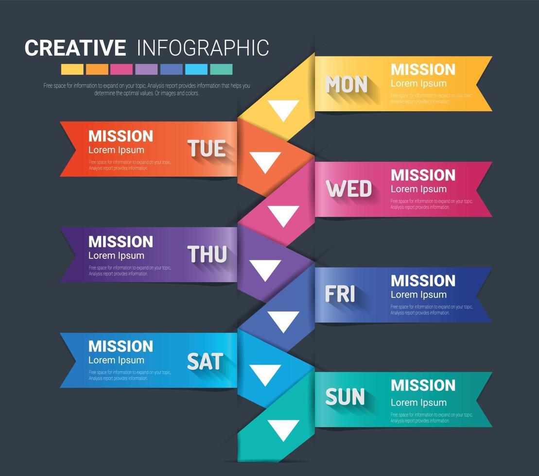Presentation business concept with 7steps for week vector