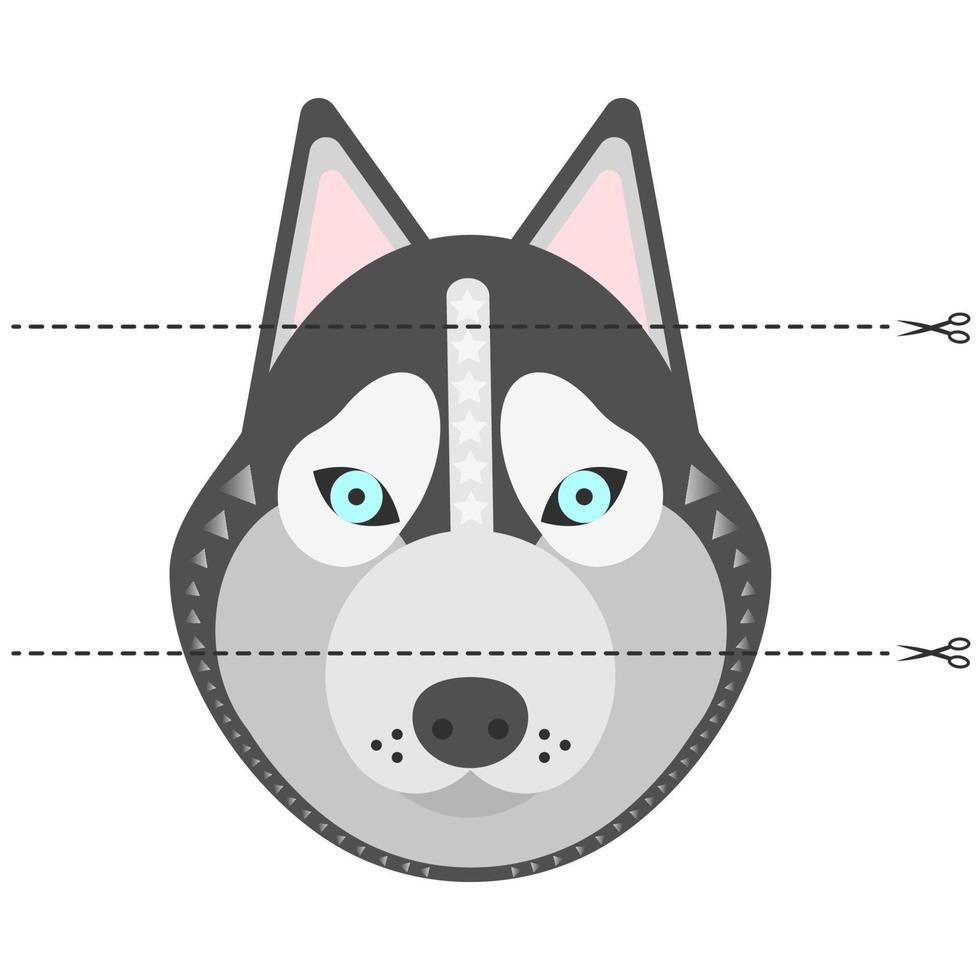 Cut the picture into pieces. Fold in the right order. dog husky vector