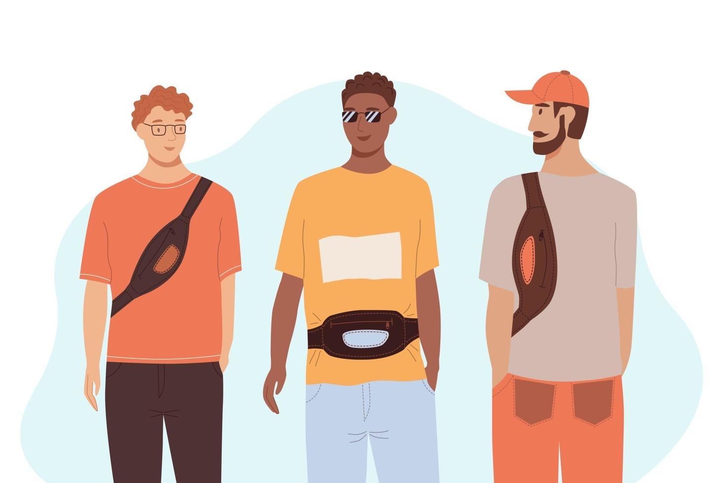 Man with fanny pack vector