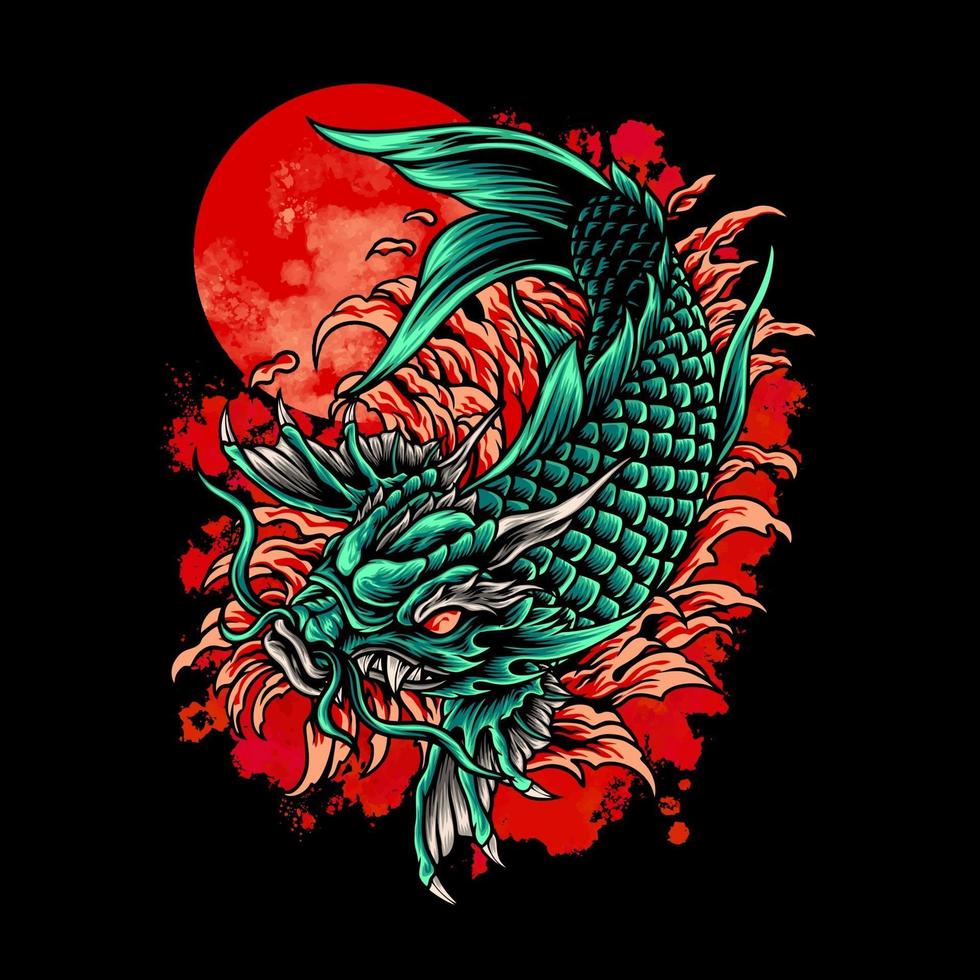 Dragon Koi Fish Japan vector