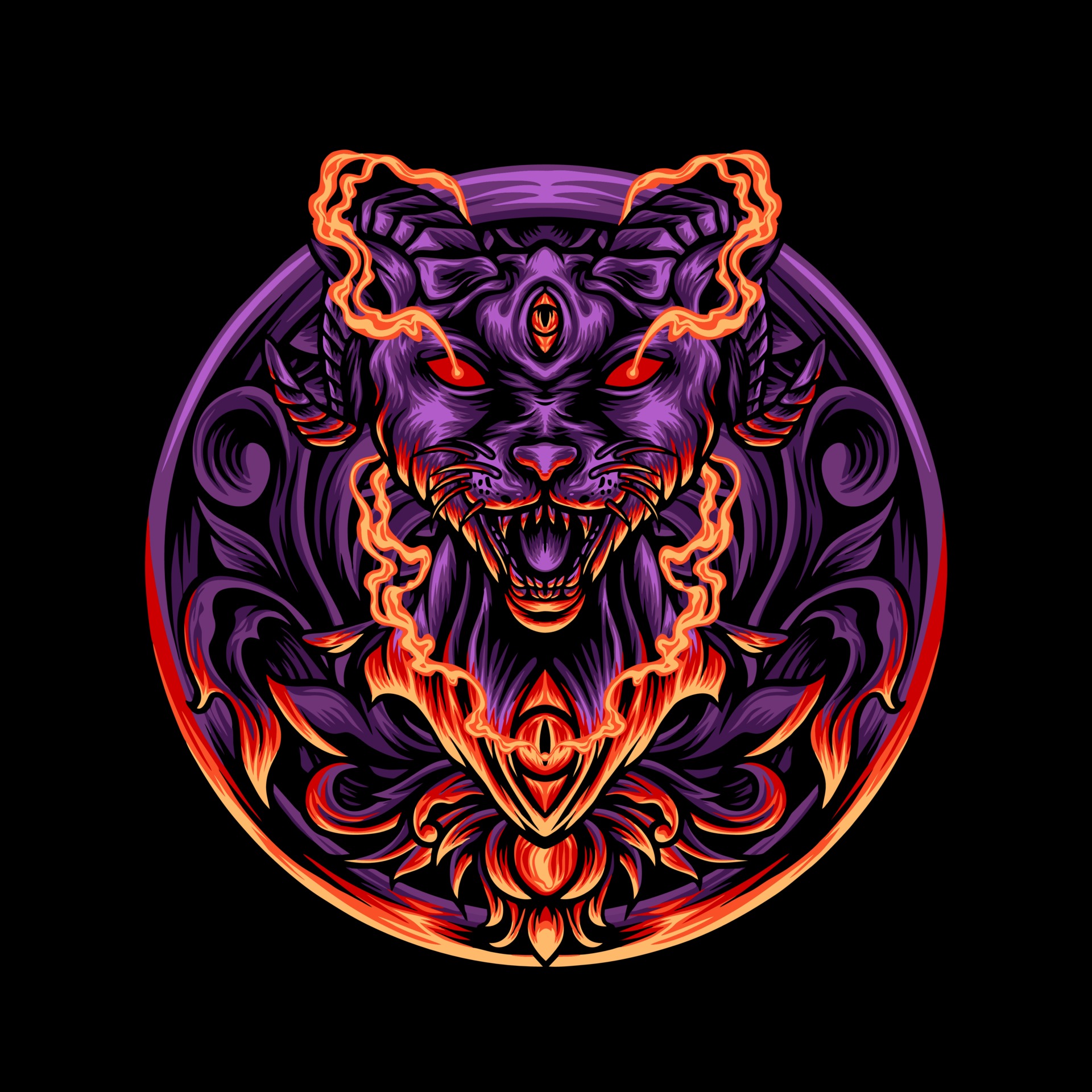 Devil Cat With Ornaments 3286635 Vector Art at Vecteezy