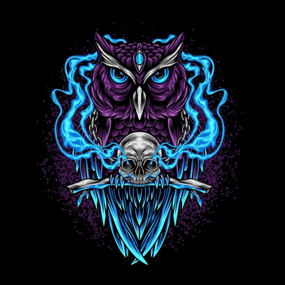 Owl With Skull vector