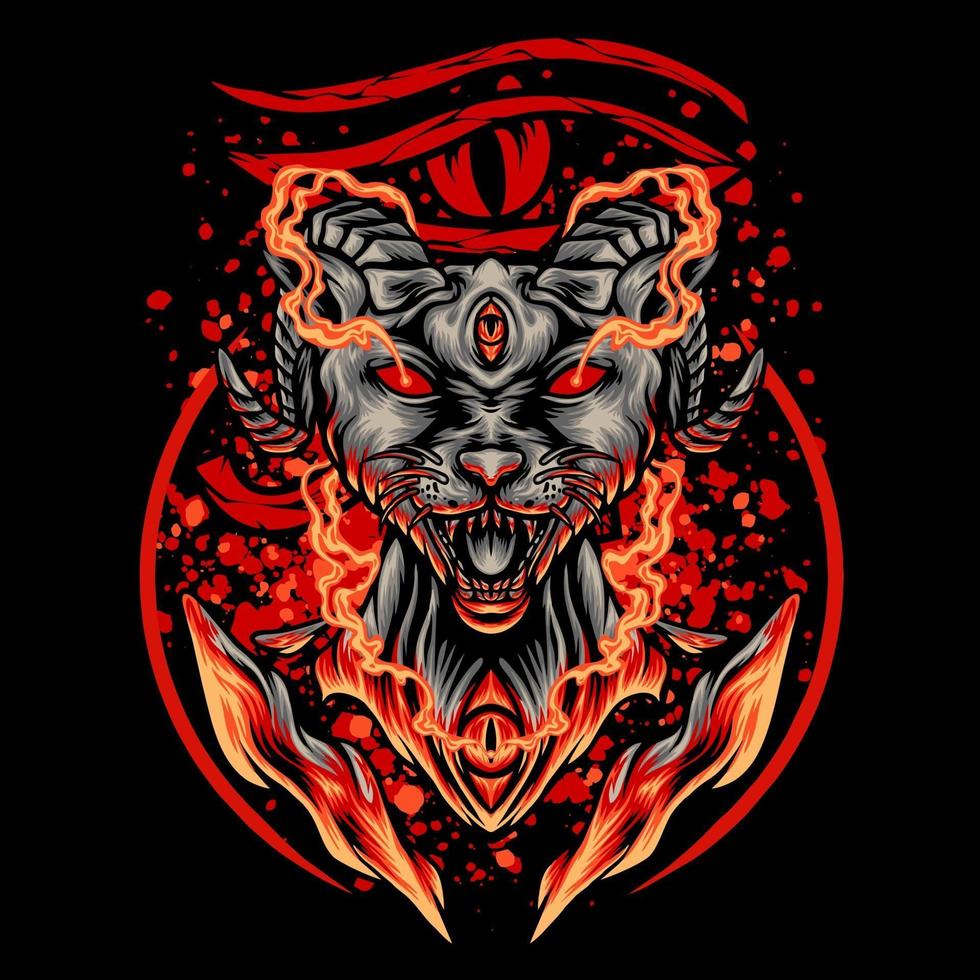 Egyptian Satanic Cat Illustration vector
