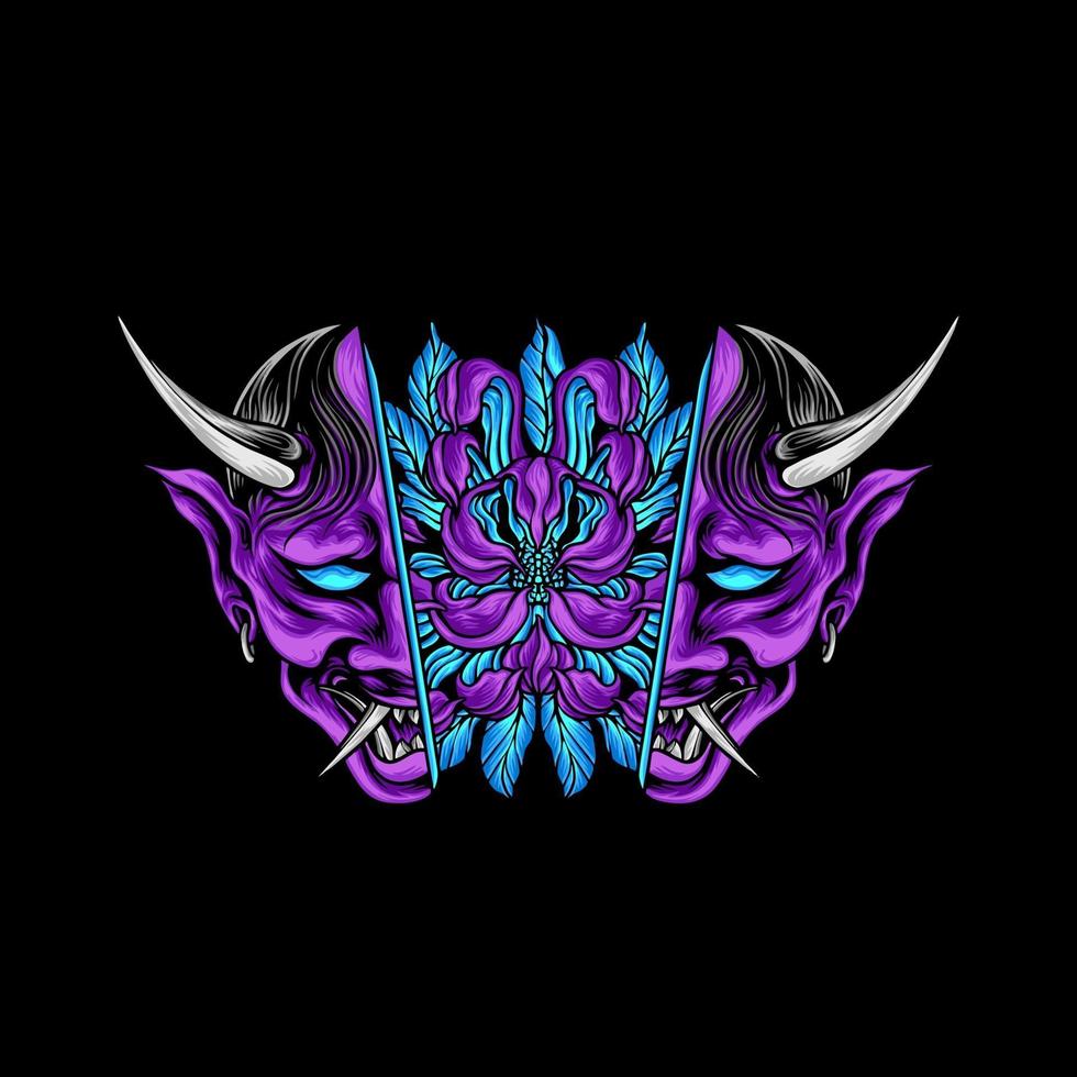 The Devil Mask With Flower vector