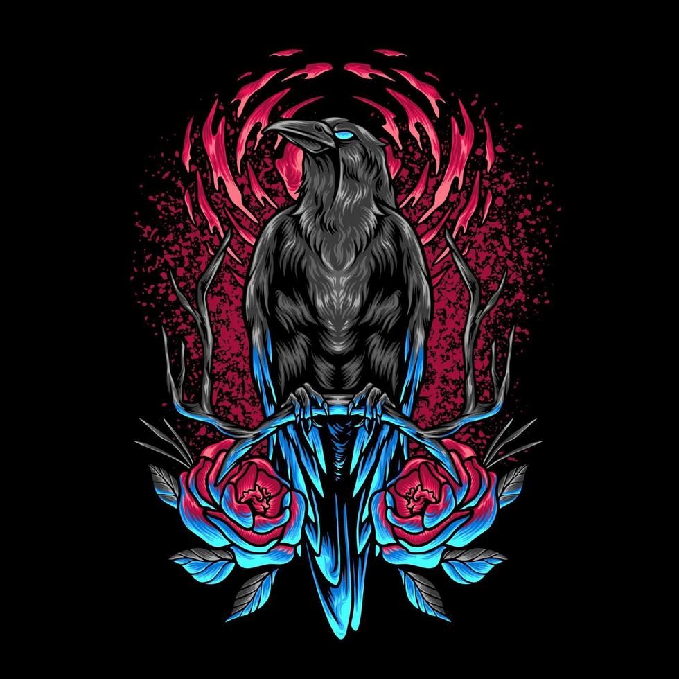 The Crow And Flowers vector