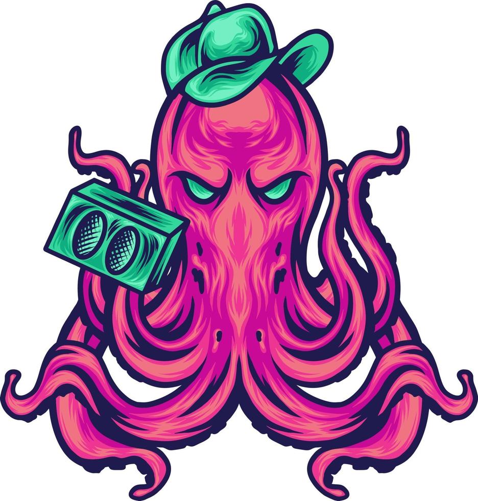 The Rapper Octopus Animal vector