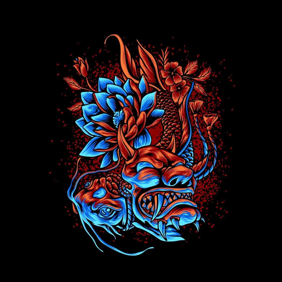 Koi Fish Using Devil Mask vector