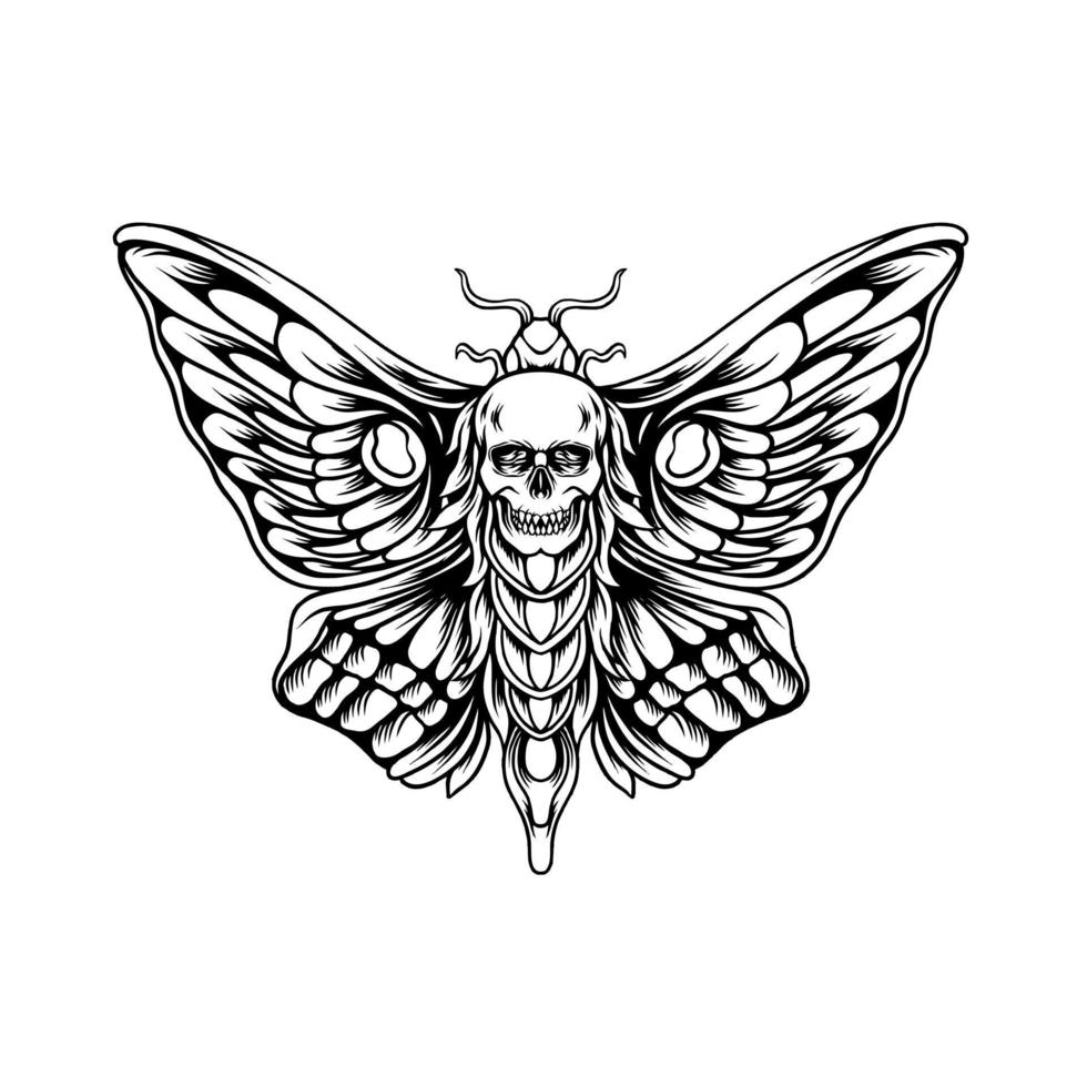 Butterfly With Skull Head Silhouette vector