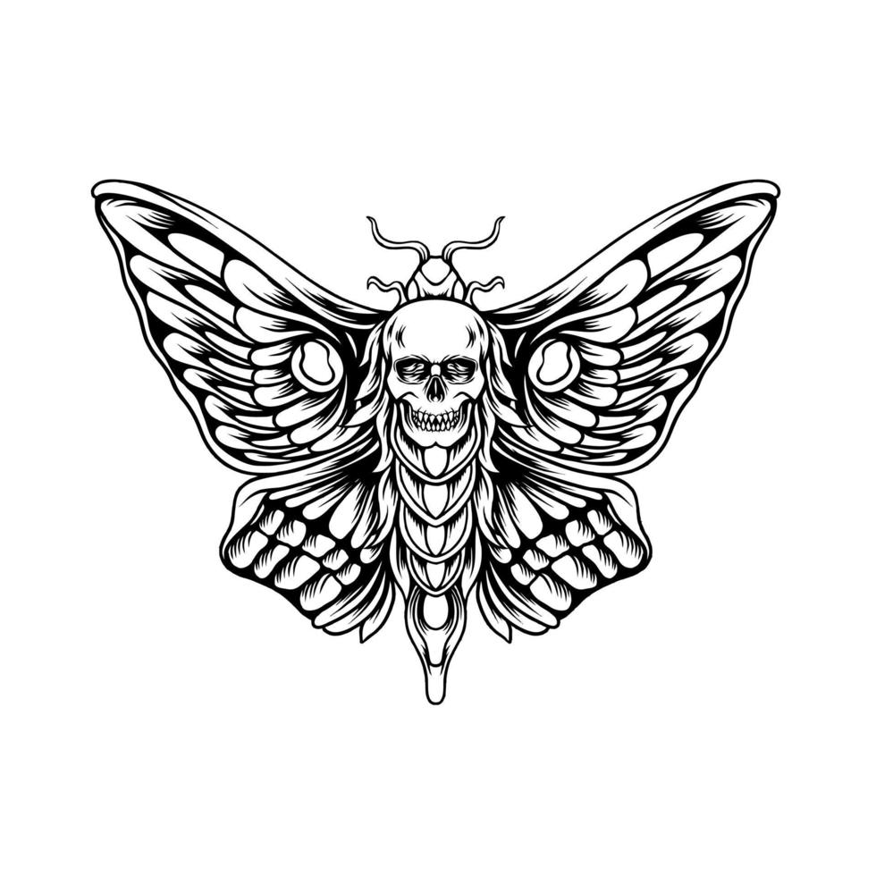 Butterfly With Skull Head Silhouette vector