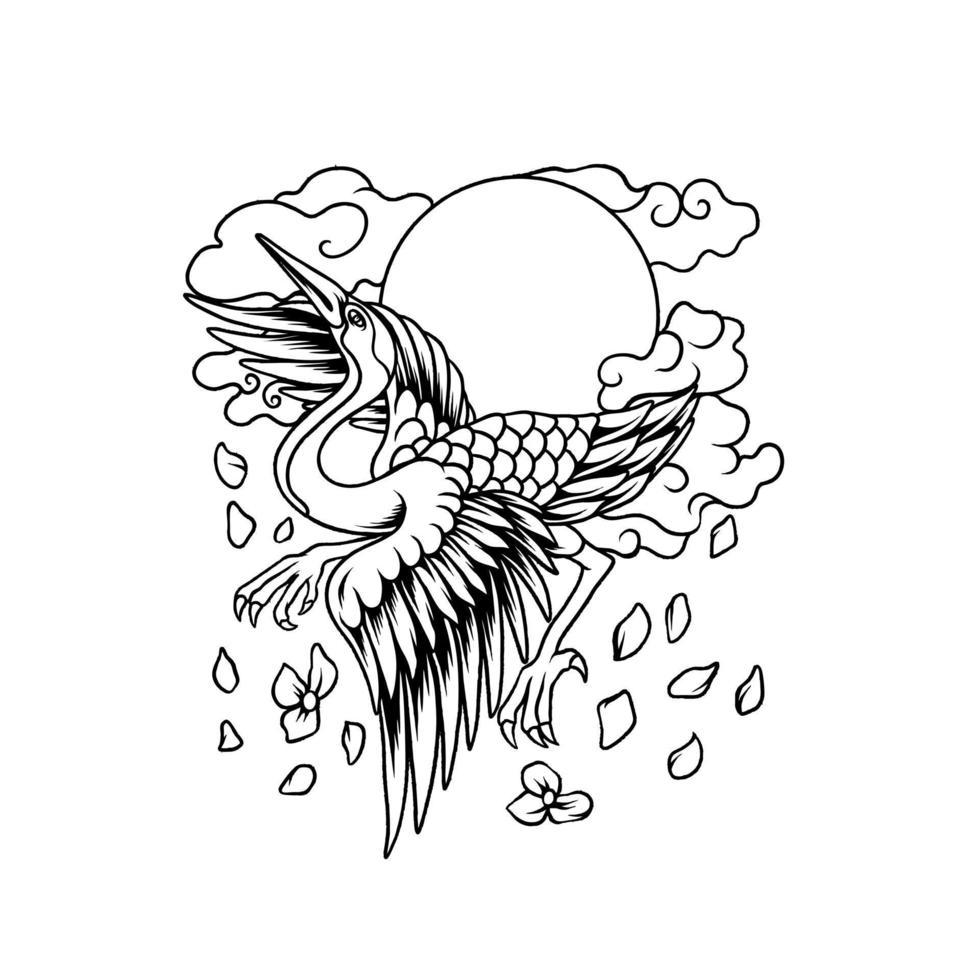 Japanese Cranes Silhouette vector