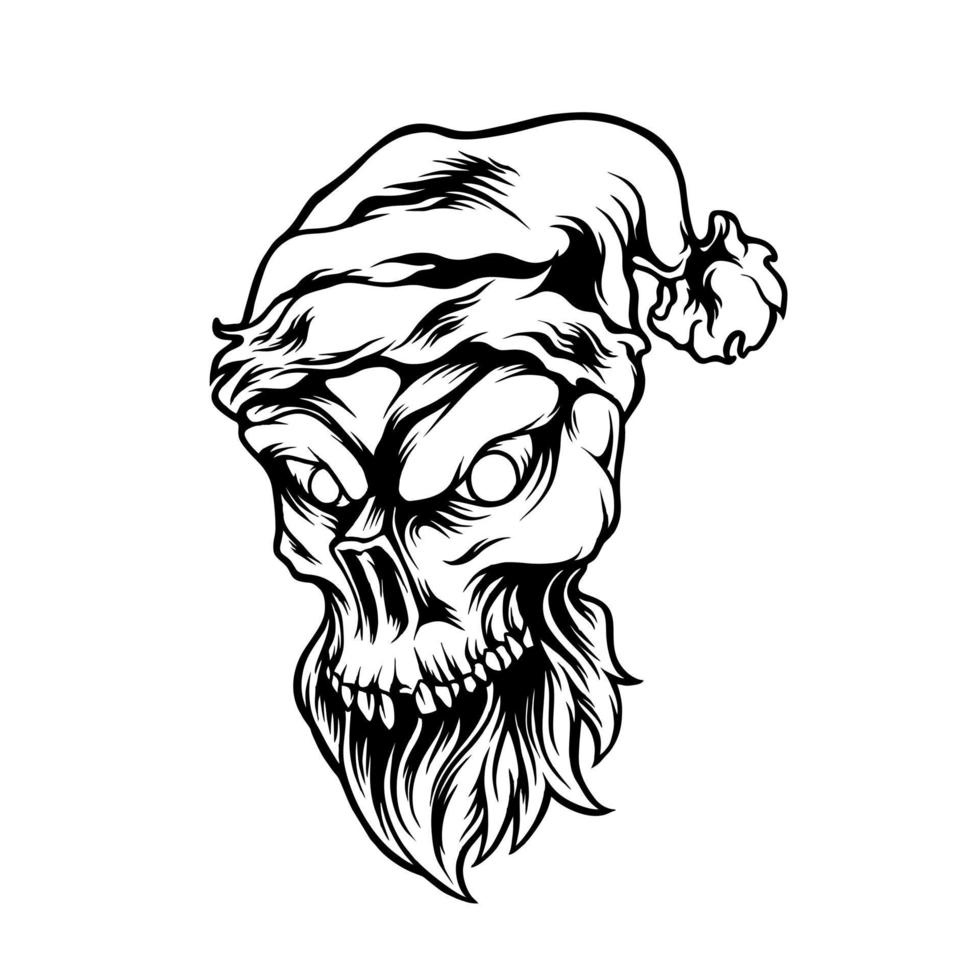Skull Head Christmas Silhouette vector