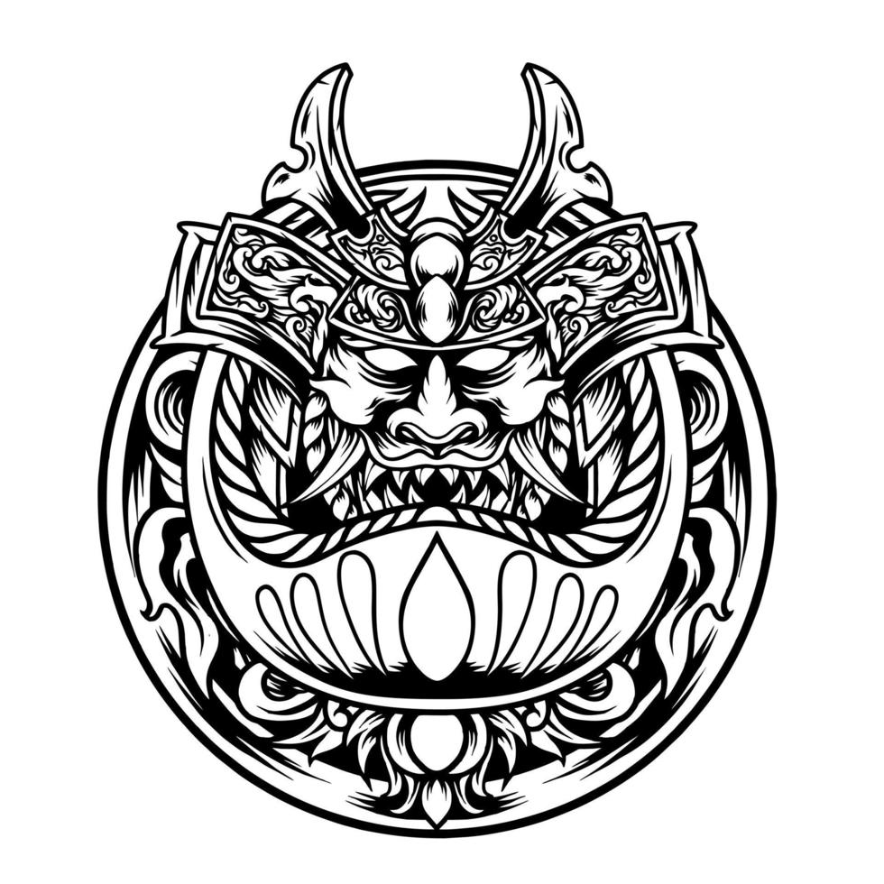 The Daruma Japanese Doll Ornamnets Silhouette vector