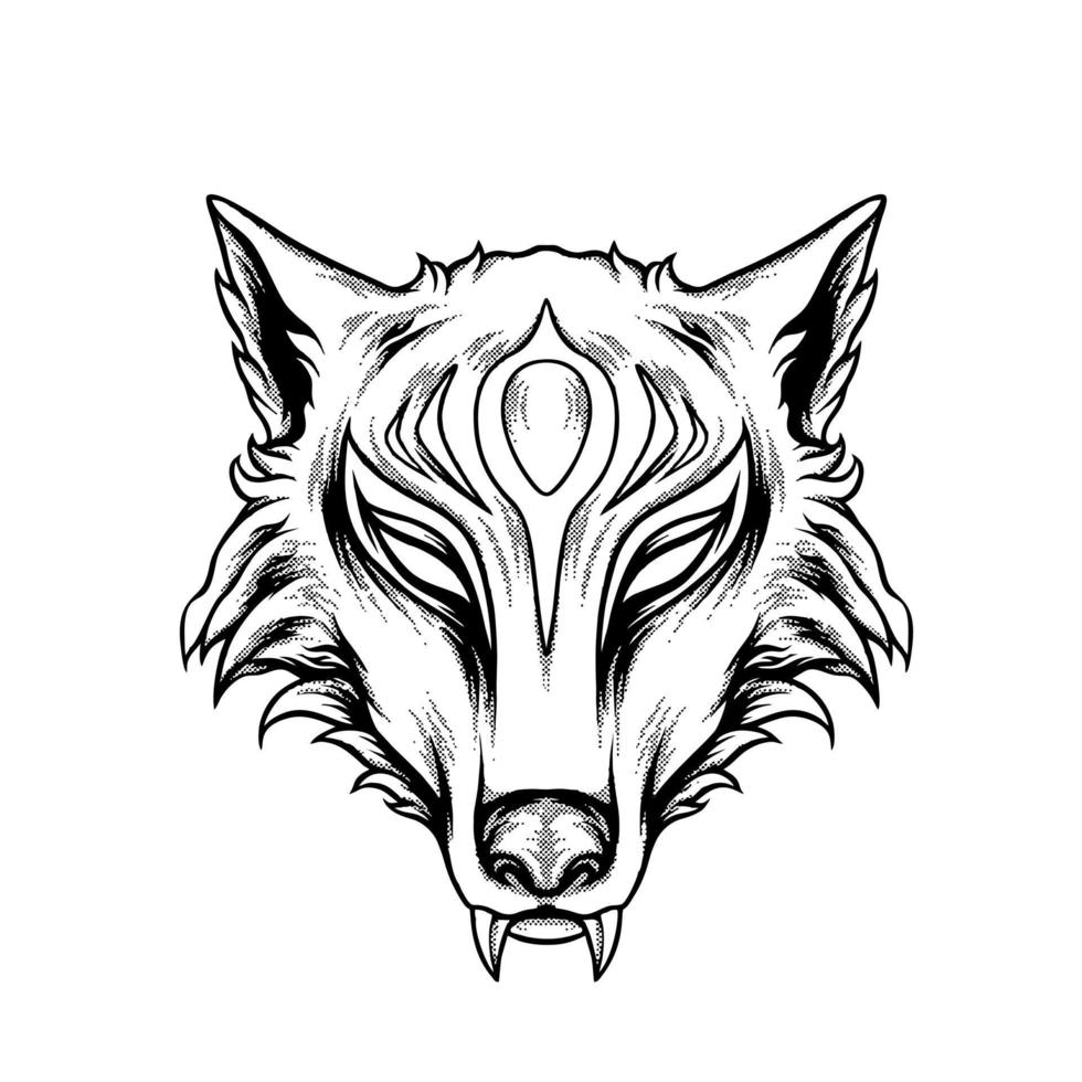 Fox Kitsune Head Silhouette vector