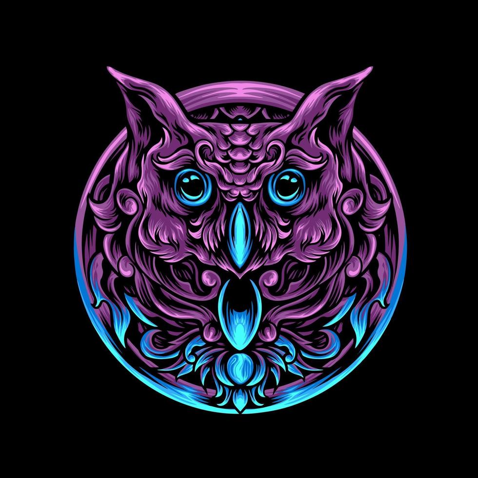 Owl Head With Ornament vector