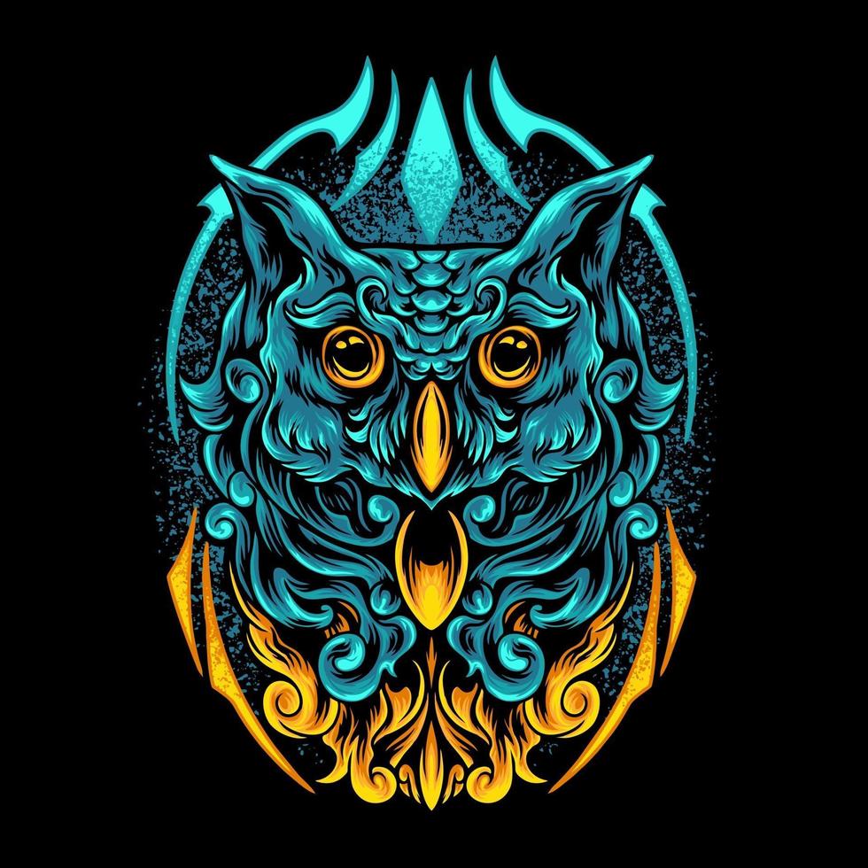 Owl Bird With Full Ornament vector