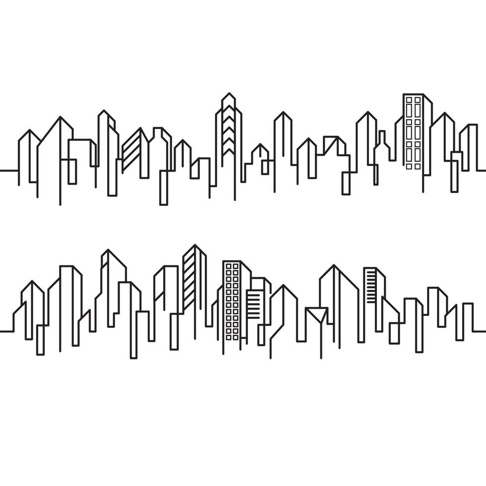 City Building Line art Vector Illustration template