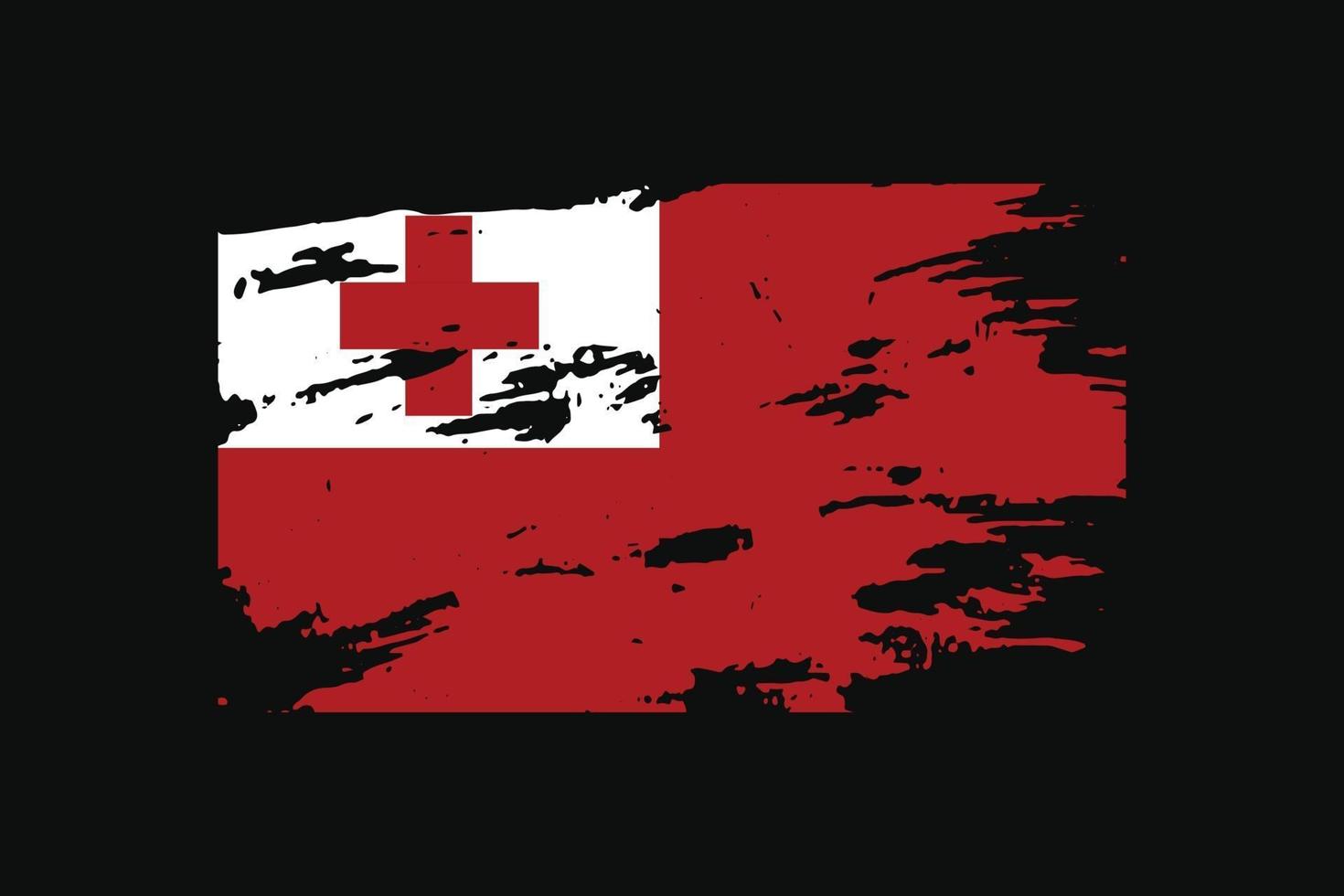 Grunge Style Flag of the Tonga. Vector illustration.