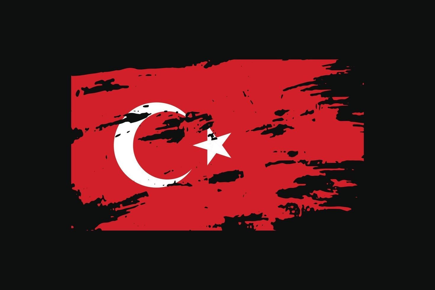 Grunge Style Flag of the Turkey. Vector illustration.