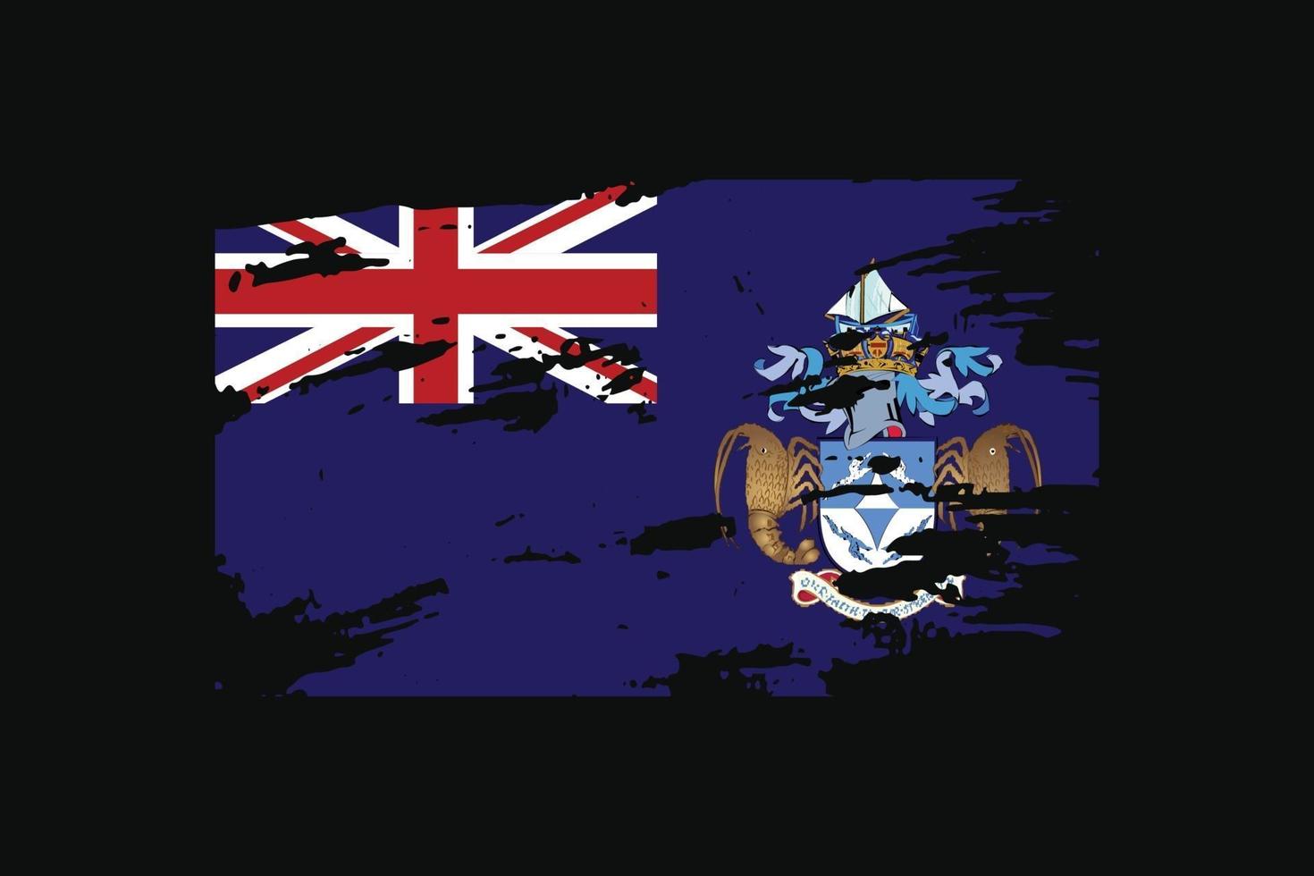 Grunge Style Flag of the Tristan da Cunha. Vector illustration.