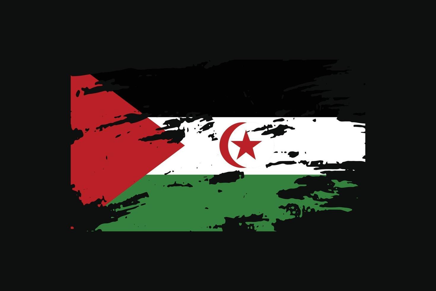 Grunge Style Flag of the Western Sahara. Vector illustration.