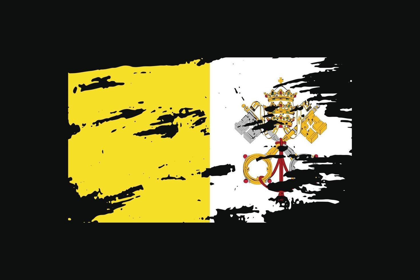Grunge Style Flag of the Vatican City. Vector illustration.