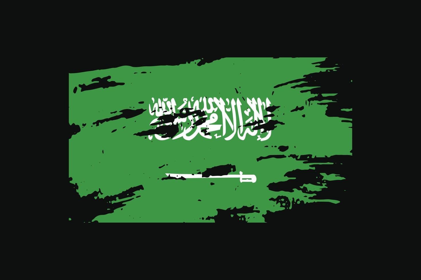 Grunge Style Flag of the Saudi Arabia. Vector illustration.