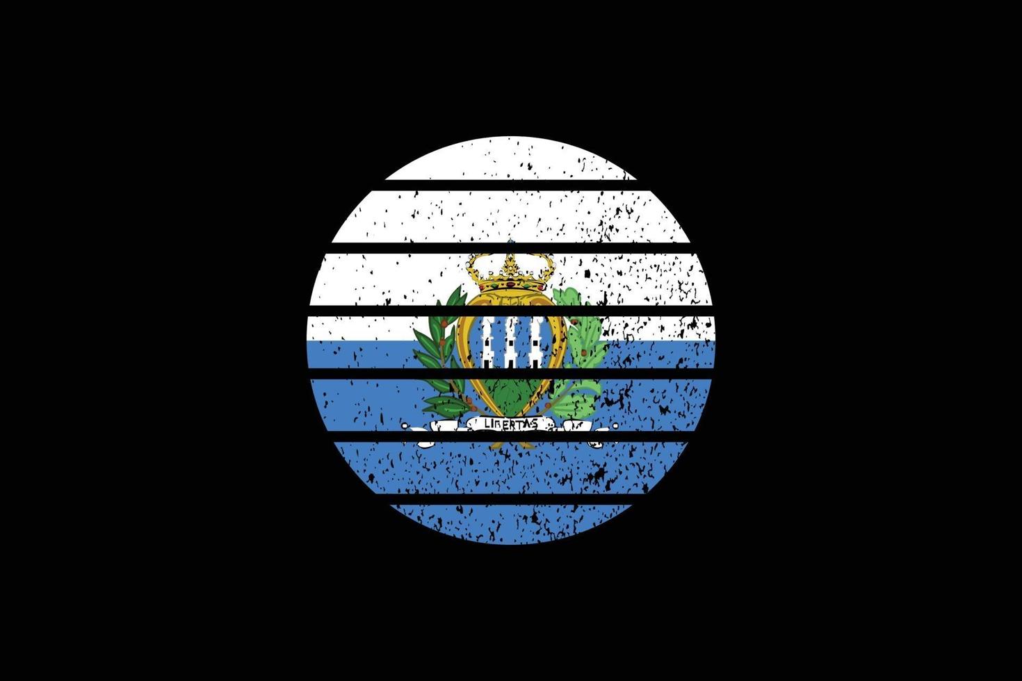 Grunge Style Flag of the San Marino. Vector illustration.