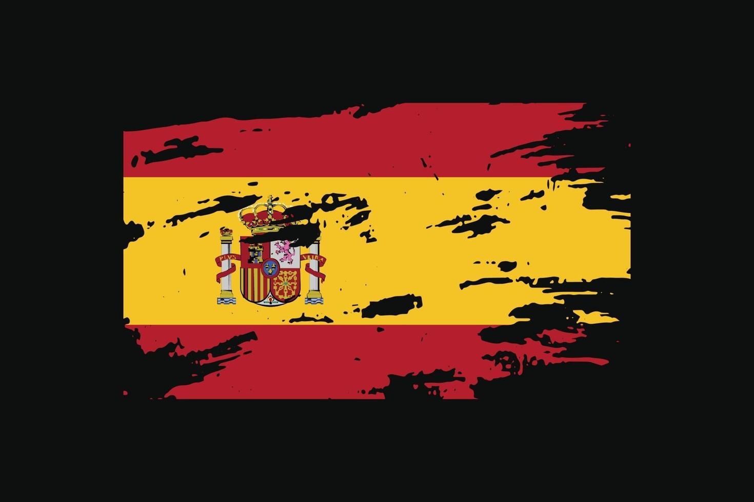 Grunge Style Flag of the Spain. Vector illustration.