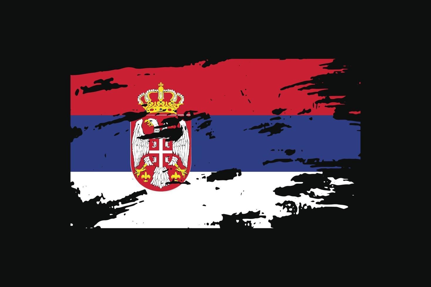 Grunge Style Flag of the Serbia. Vector illustration.