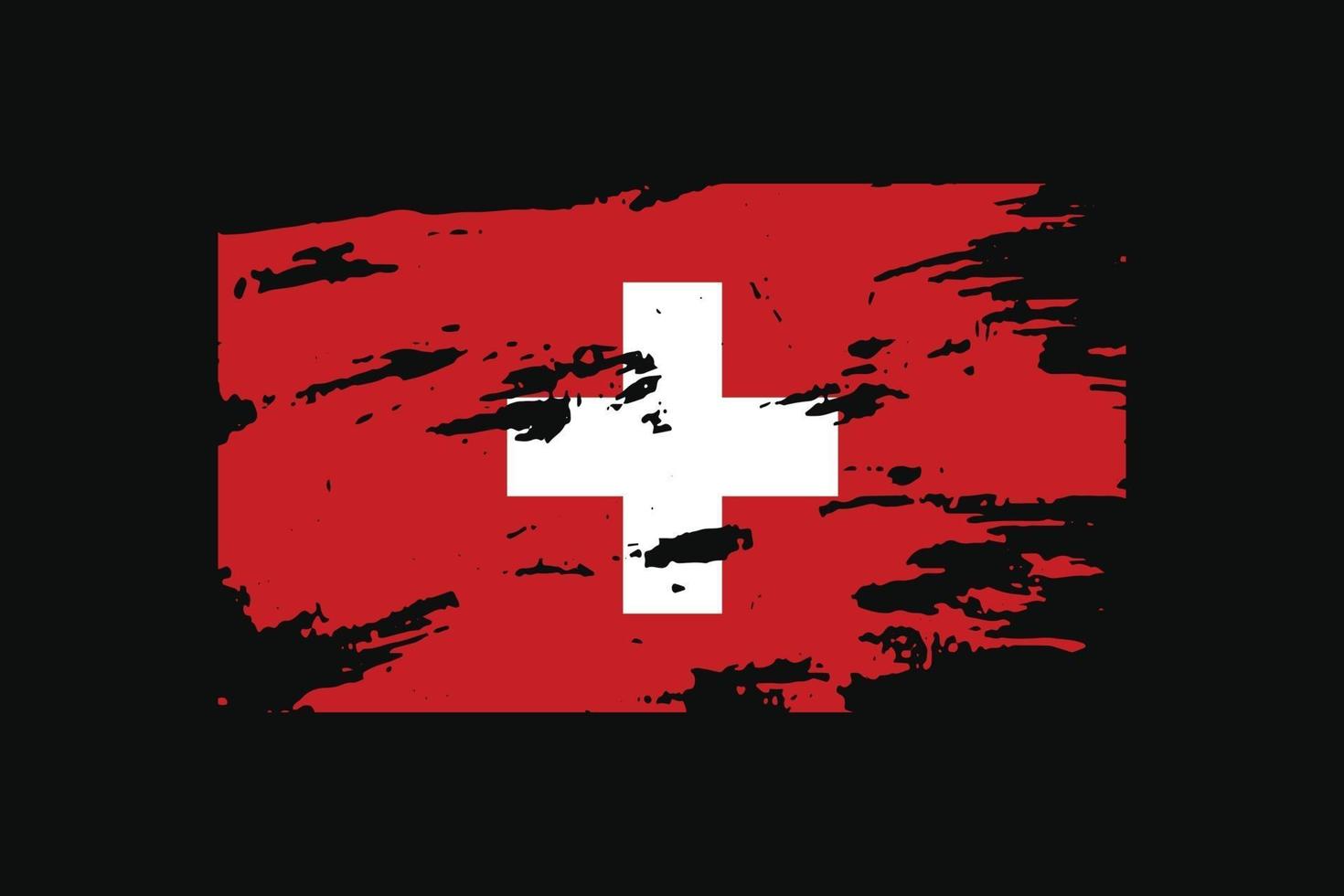 Grunge Style Flag of the Switzerland. Vector illustration.