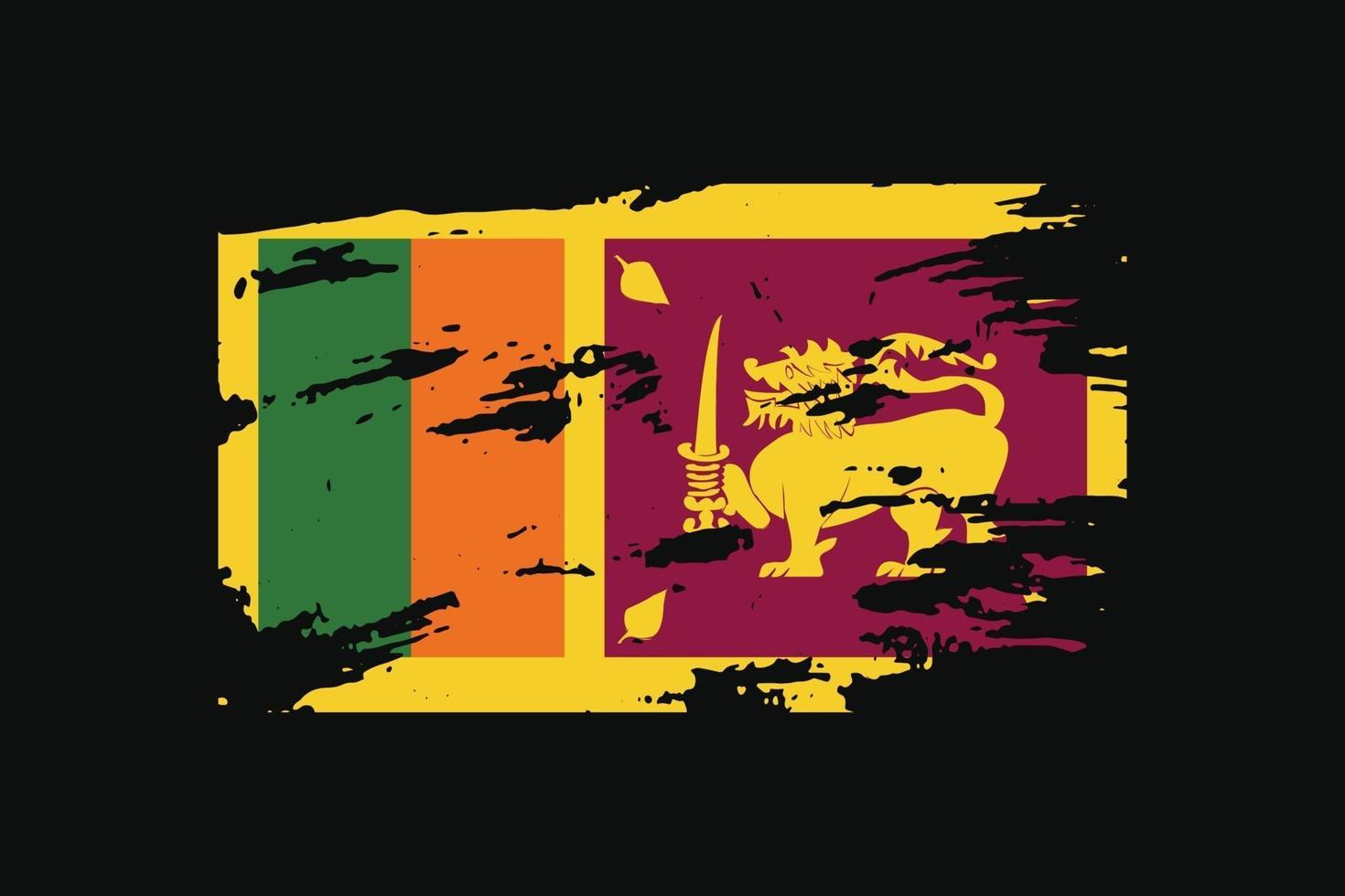 Grunge Style Flag of the Sri Lanka. Vector illustration.