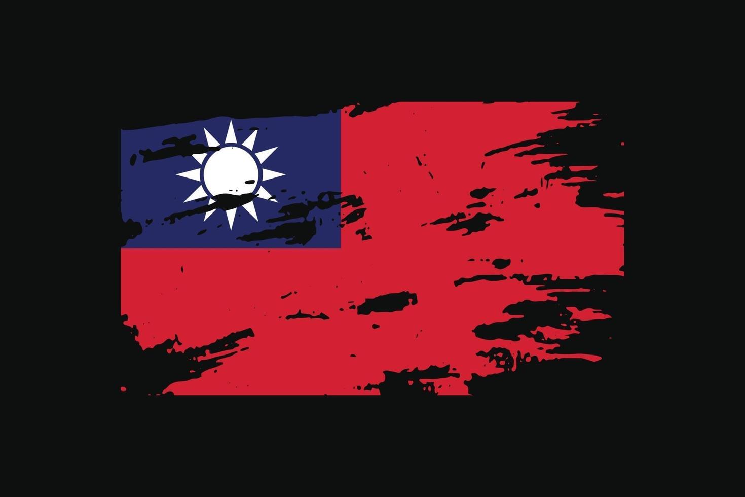 Grunge Style Flag of the Taiwan. Vector illustration.