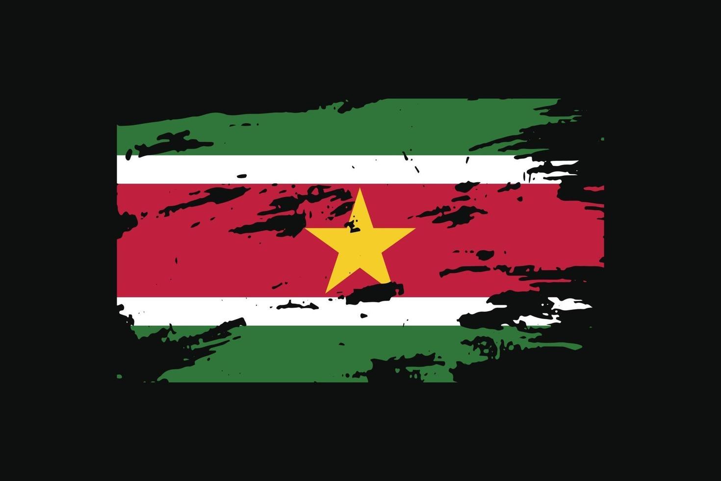 Grunge Style Flag of the Suriname. Vector illustration.