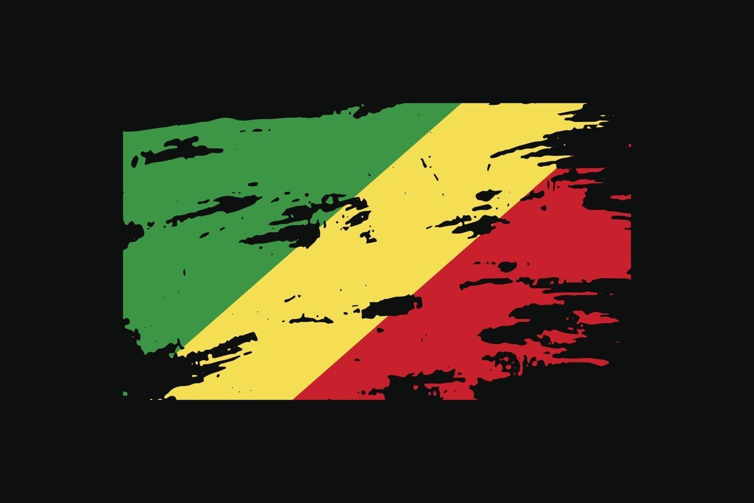 Grunge Style Flag of the Republic of the Congo. Vector illustration.