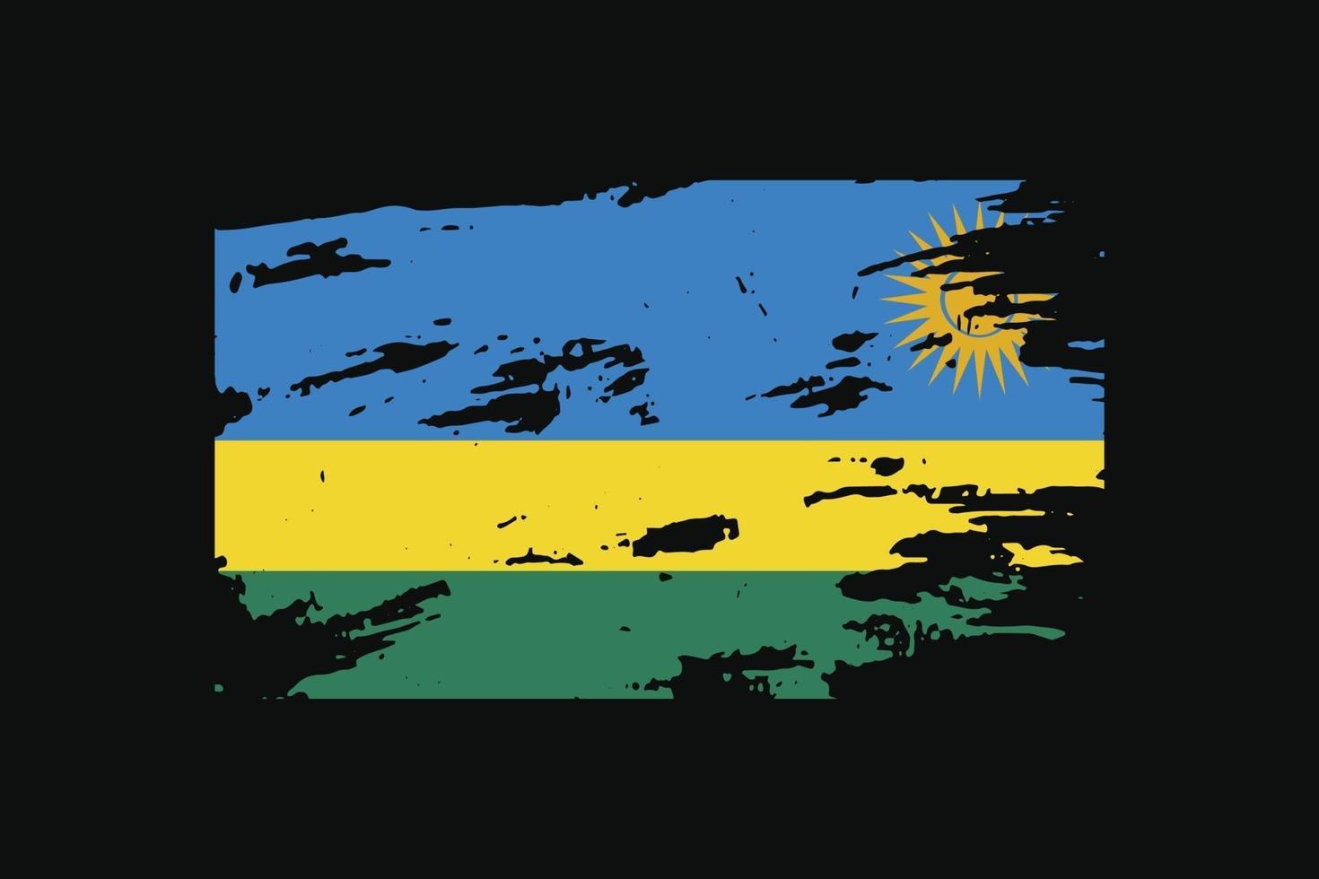 Grunge Style Flag of the Rwanda. Vector illustration.