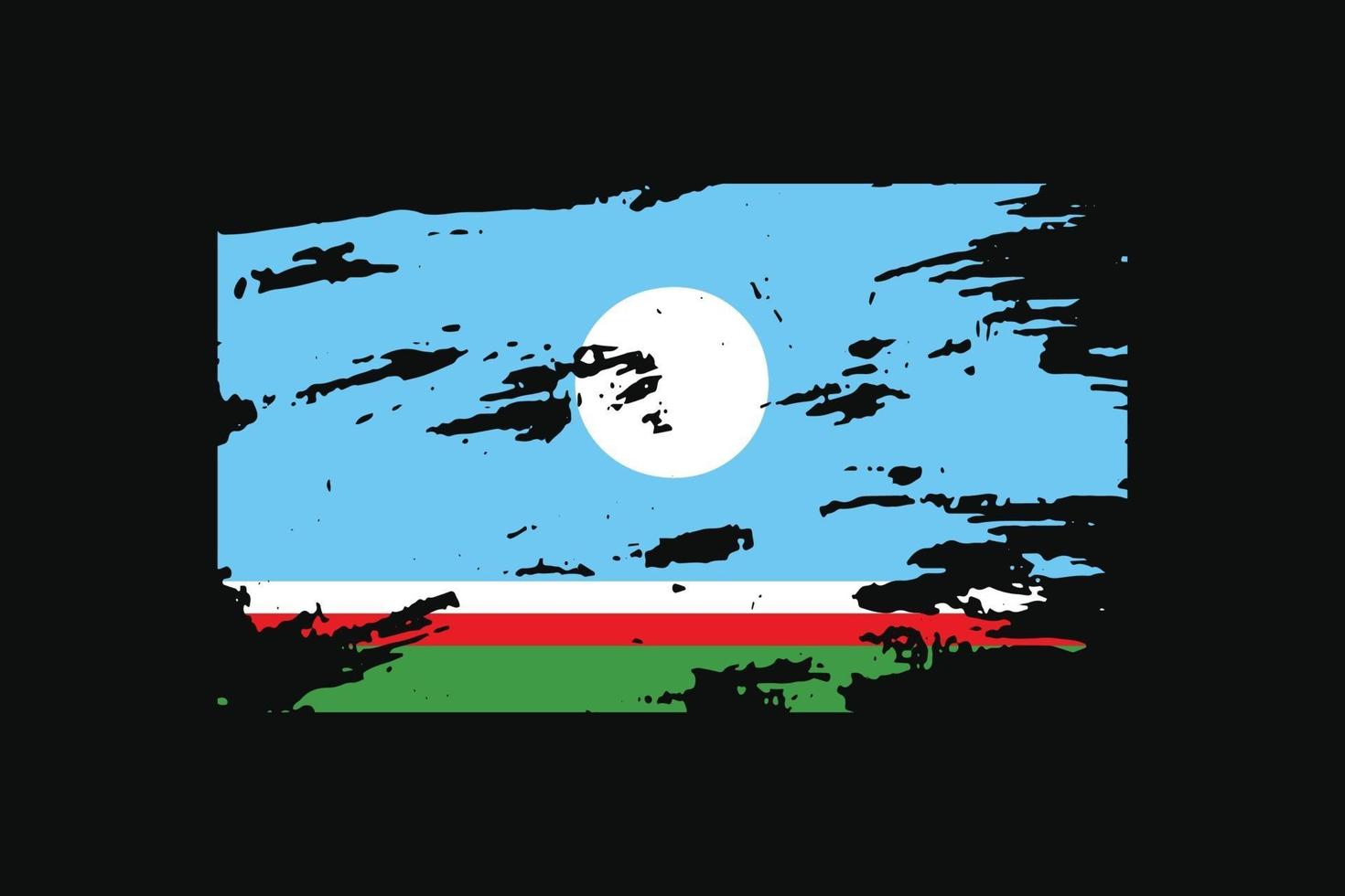 Grunge Style Flag of the Sakha Republic. Vector illustration.