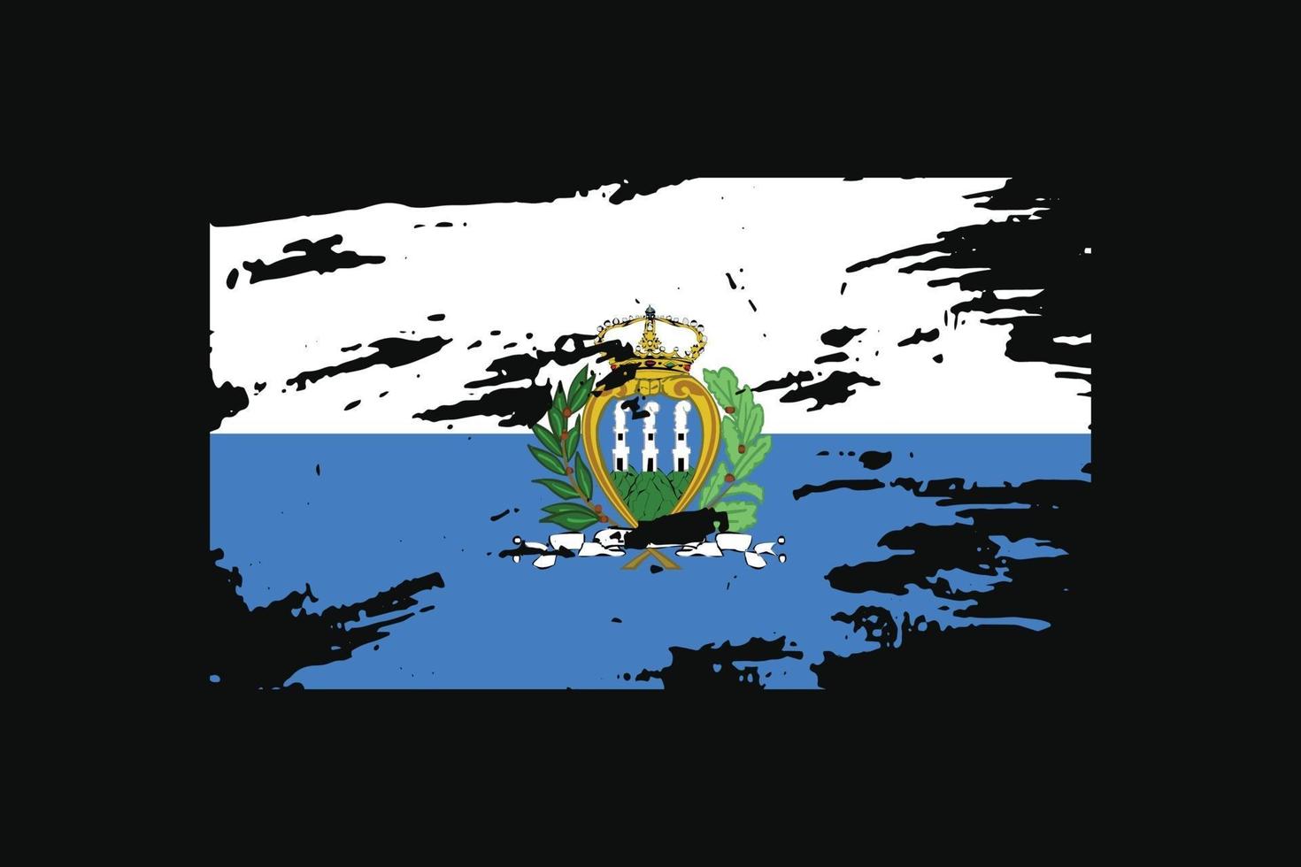 Grunge Style Flag of the San Marino. Vector illustration.