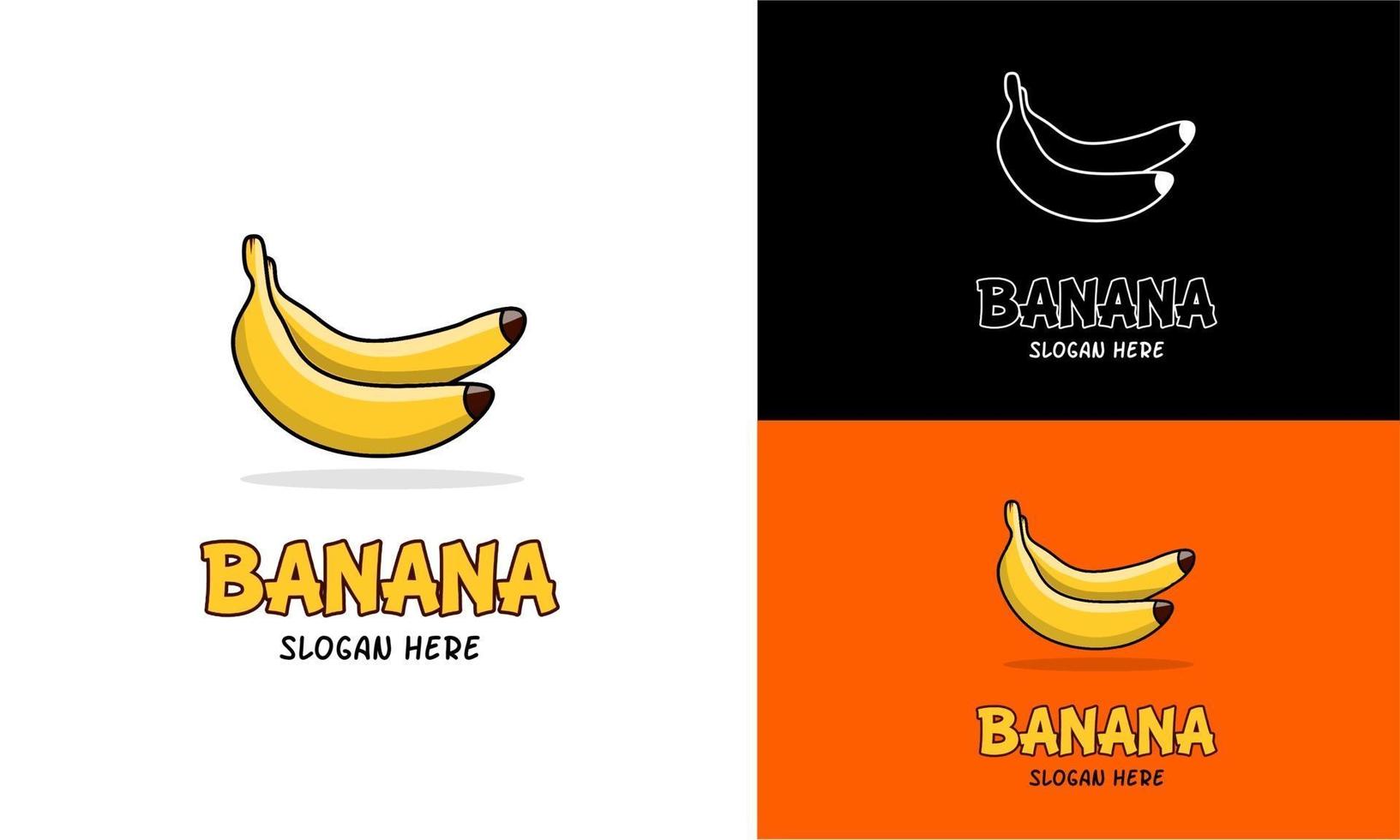 Dibujos animados de concepto de diseño de logotipo de plátano, plantilla de icono, elemento gráfico vector