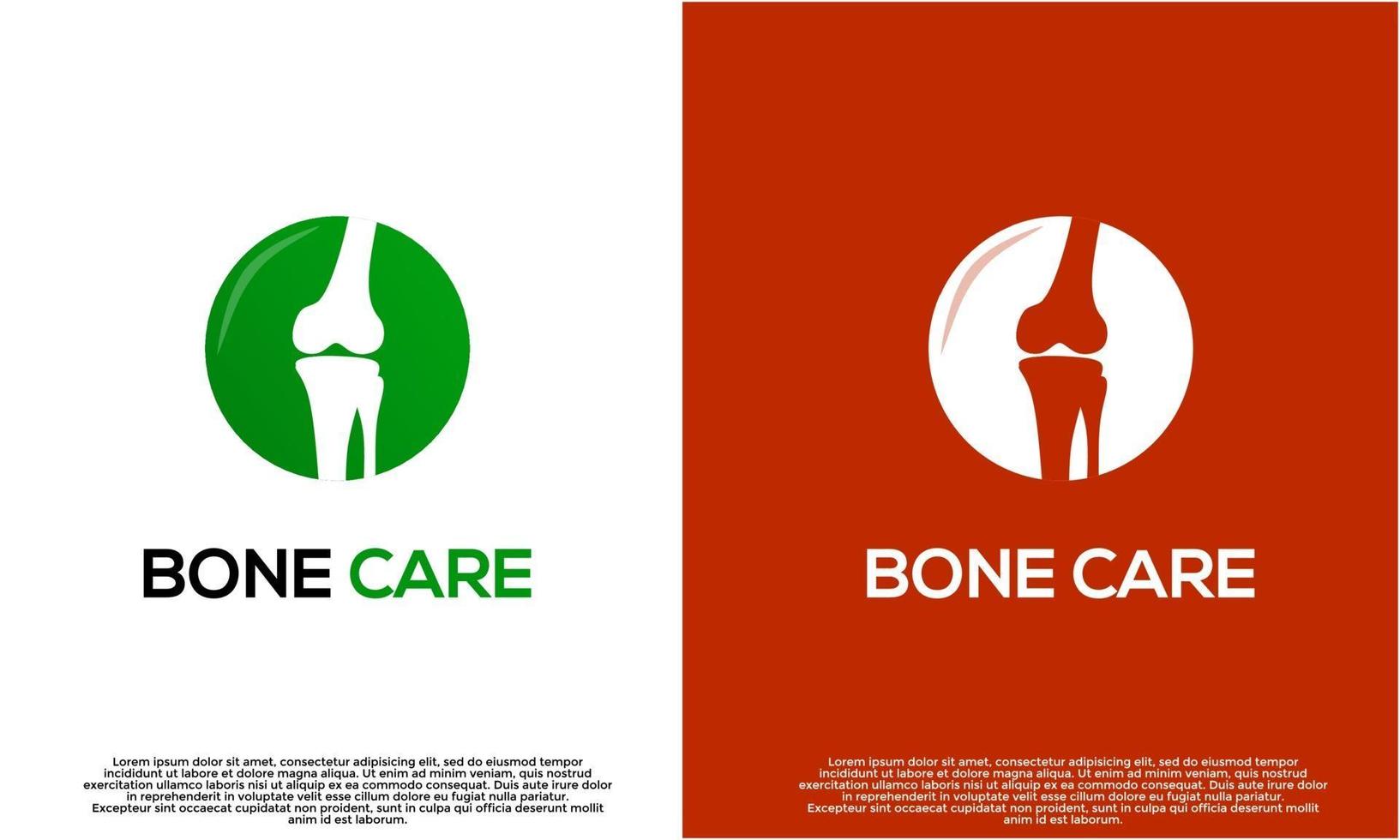 Bone care logo design vector, Health Knee logo on isolated background vector