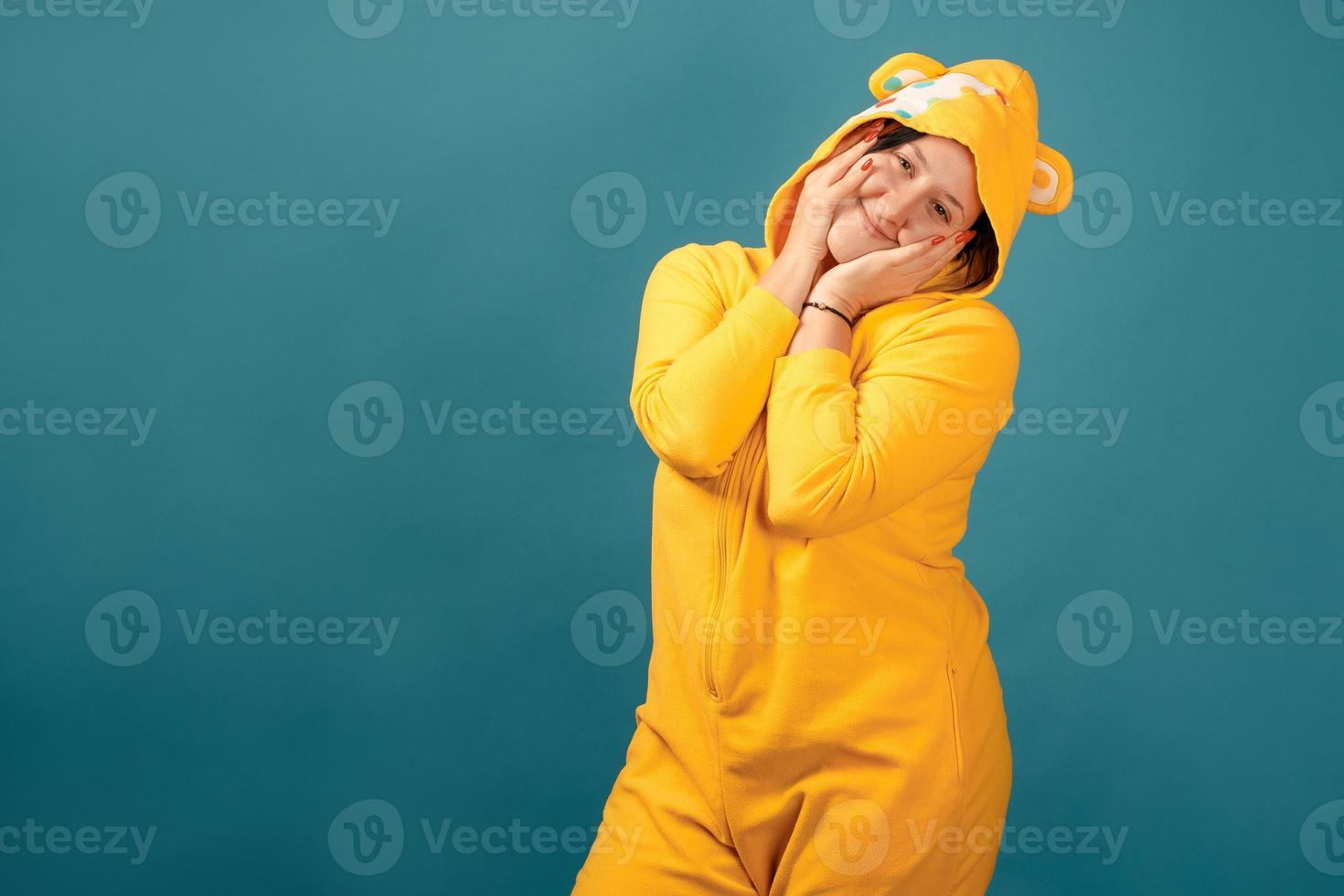 Happy plus size positive woman in studio photo