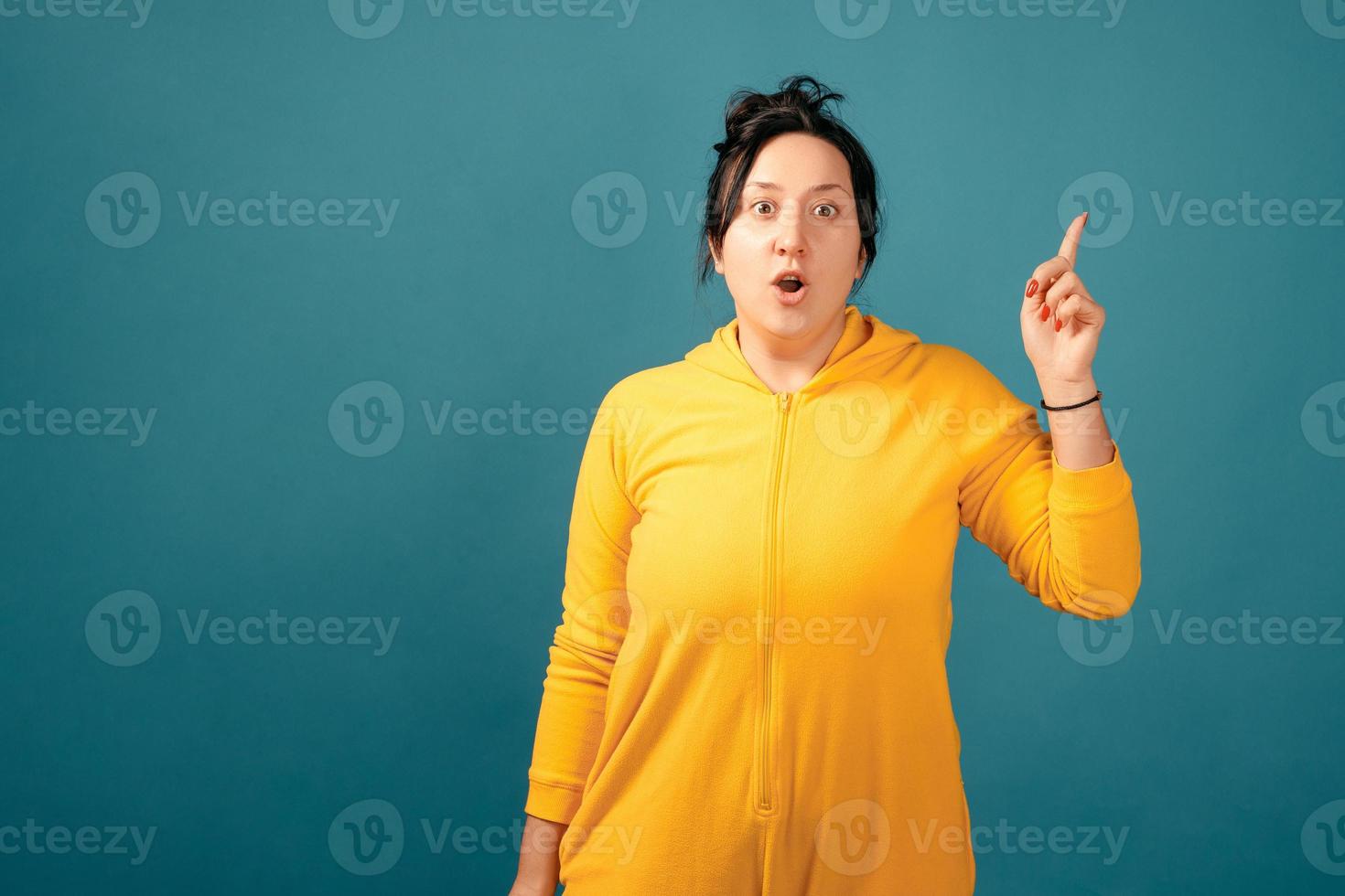 Happy plus size positive woman in studio photo