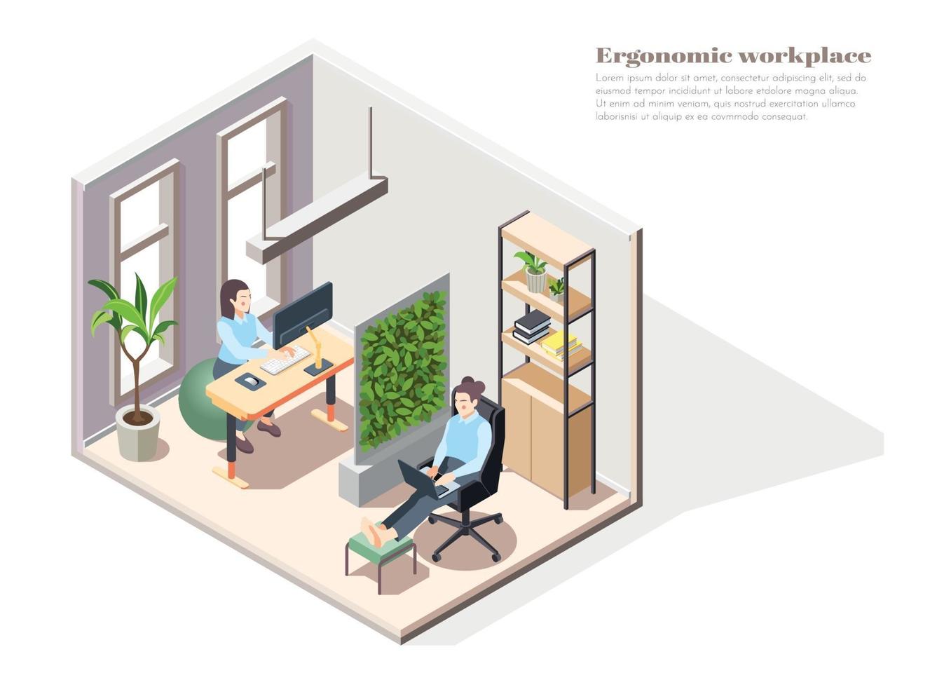 Ergonomic Working Place Background vector