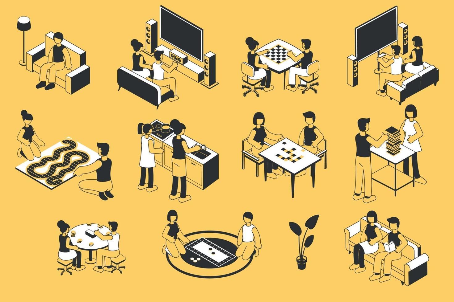 Home Leisure Isometric Set vector