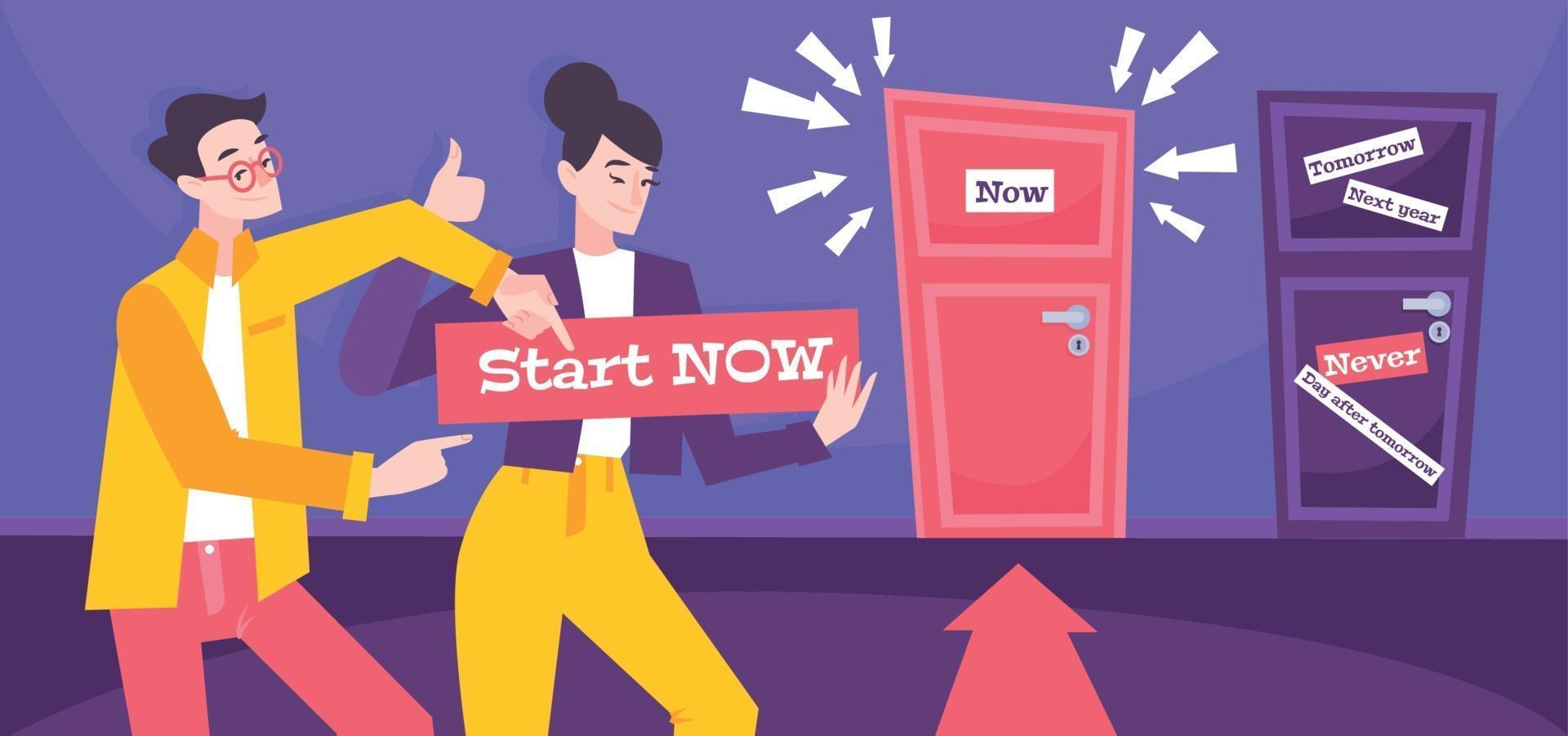 Start Now Flat Poster vector