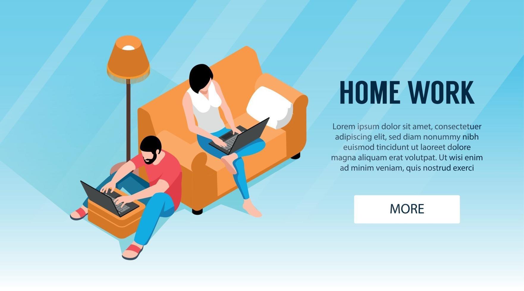 Home Work Horizontal Banner vector