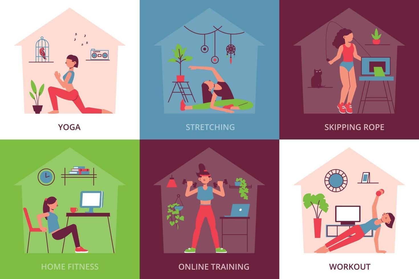 Home Yoga Design Concept vector