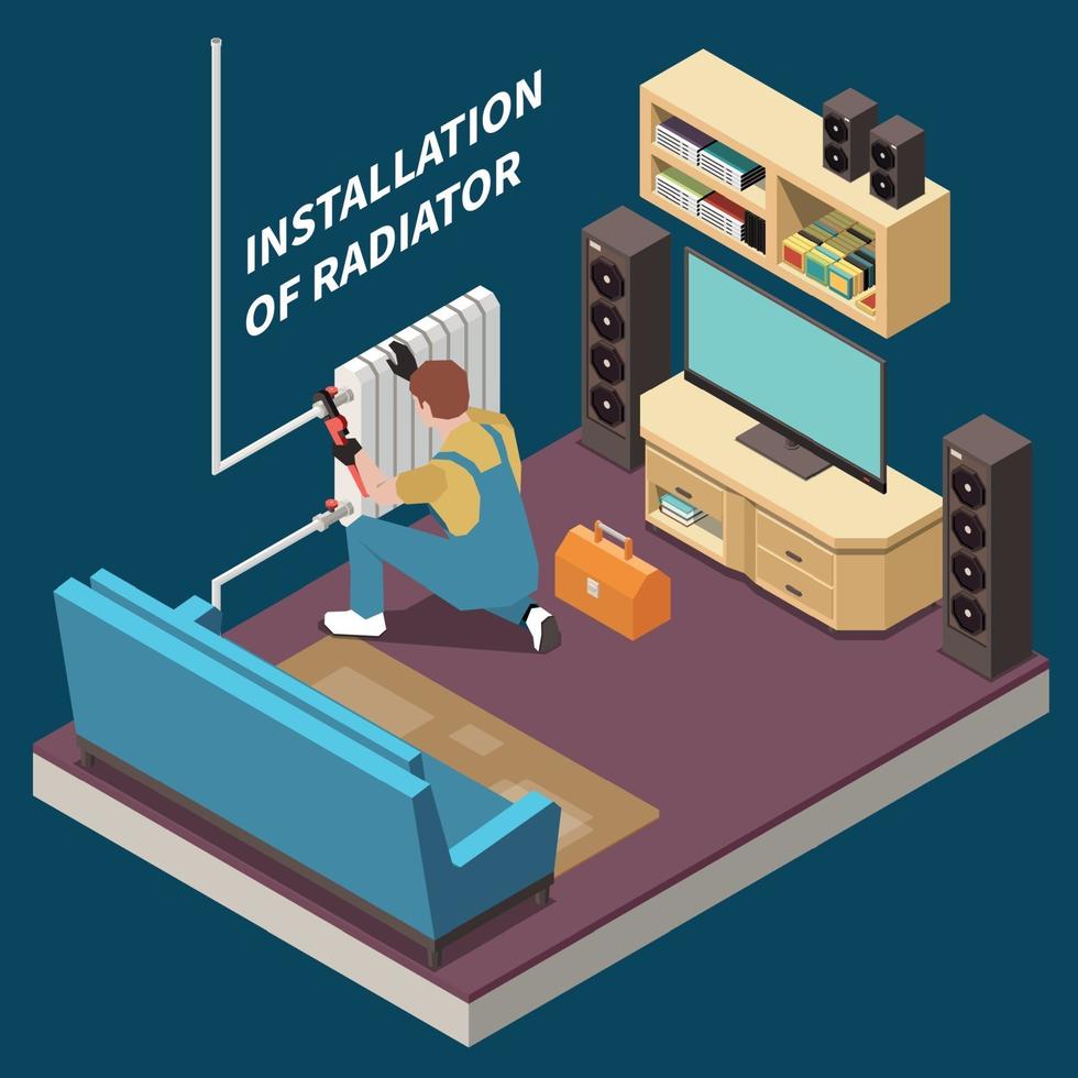 Plumber Isometric And Colored Composition vector