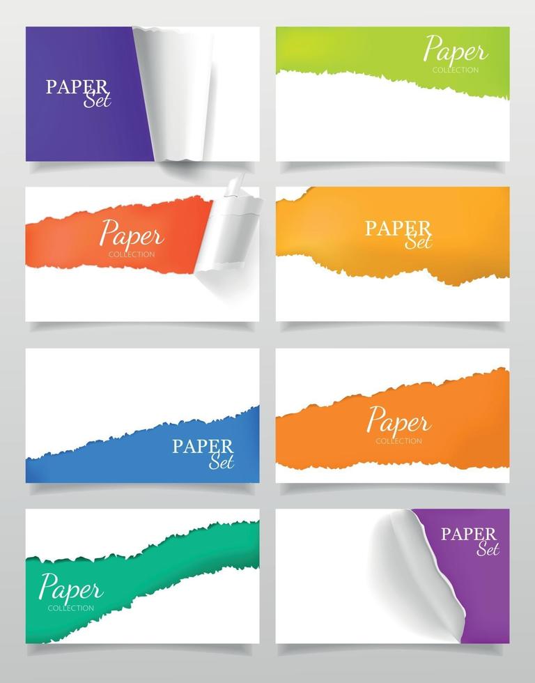 banderas realistas de papel rasgado vector