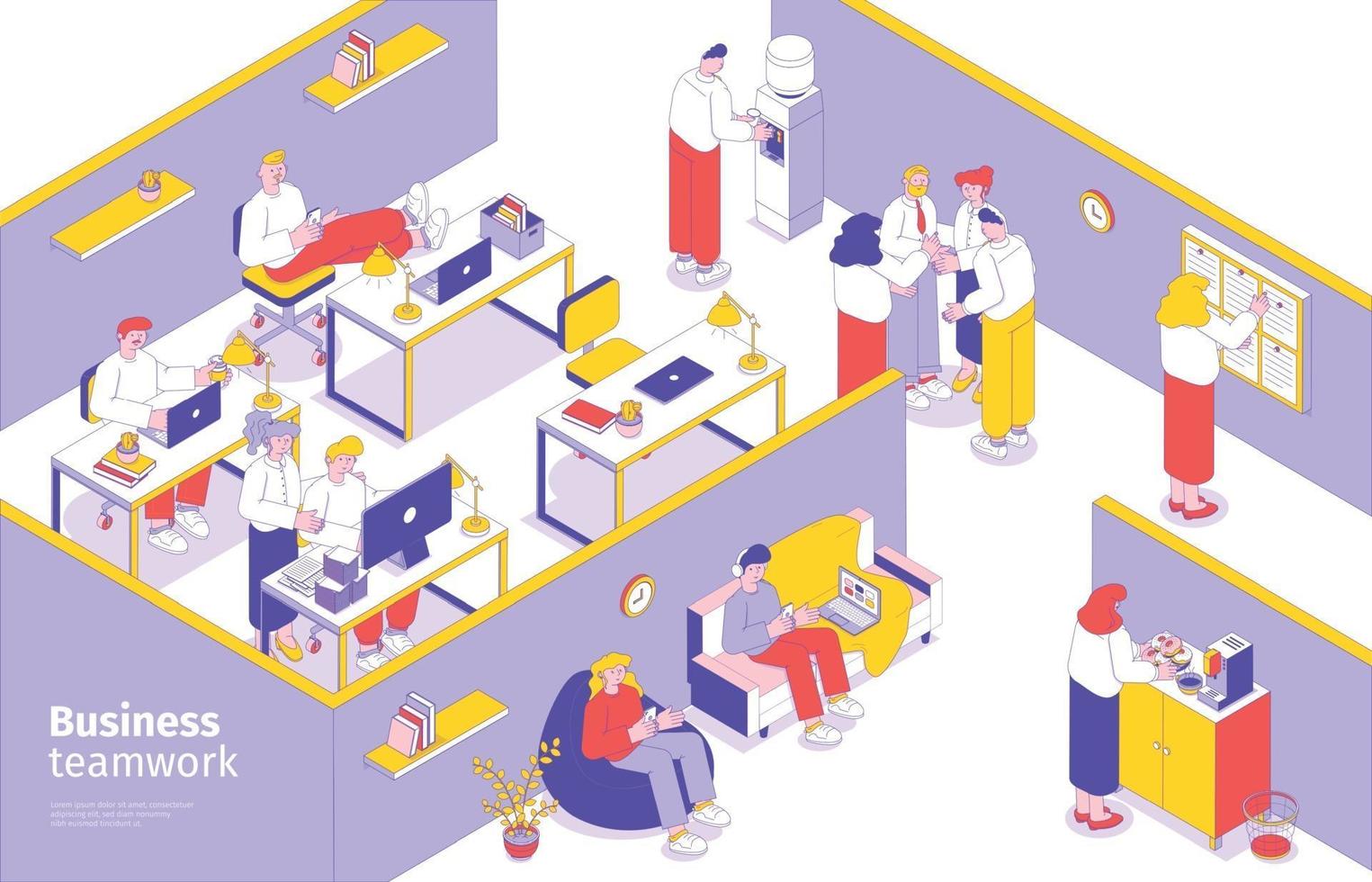 Business Teamwork Isometric Composition vector