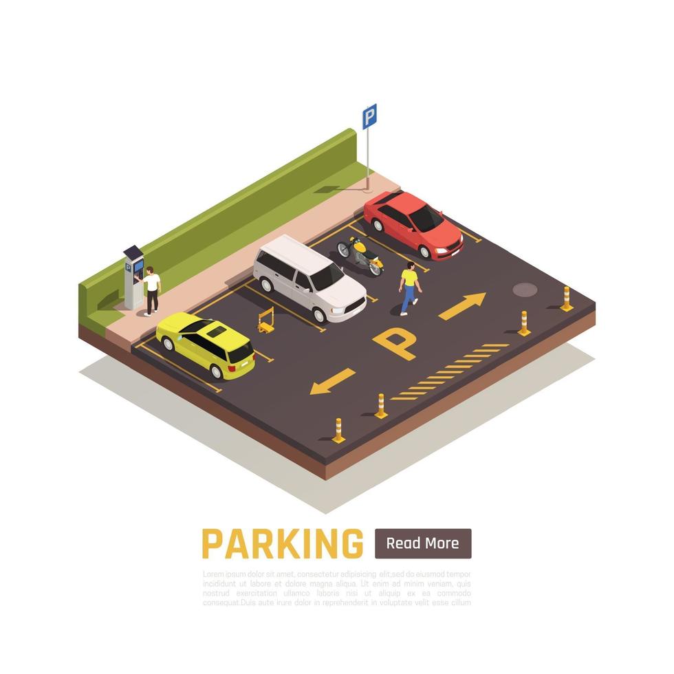 composición isométrica de estacionamiento vector